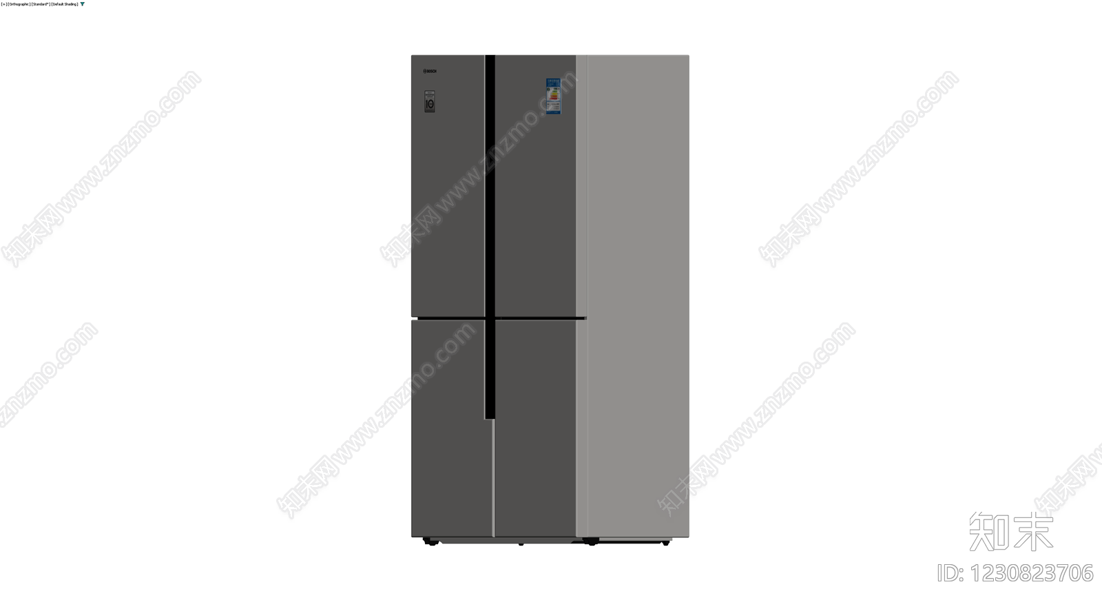 灰色四门冰箱灰模3D模型下载【ID:1230823706】