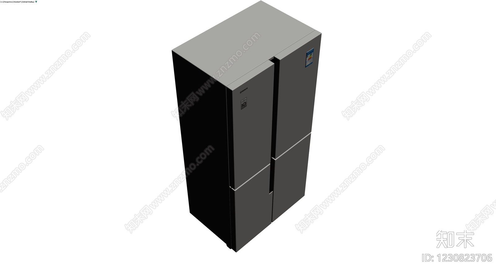 灰色四门冰箱灰模3D模型下载【ID:1230823706】