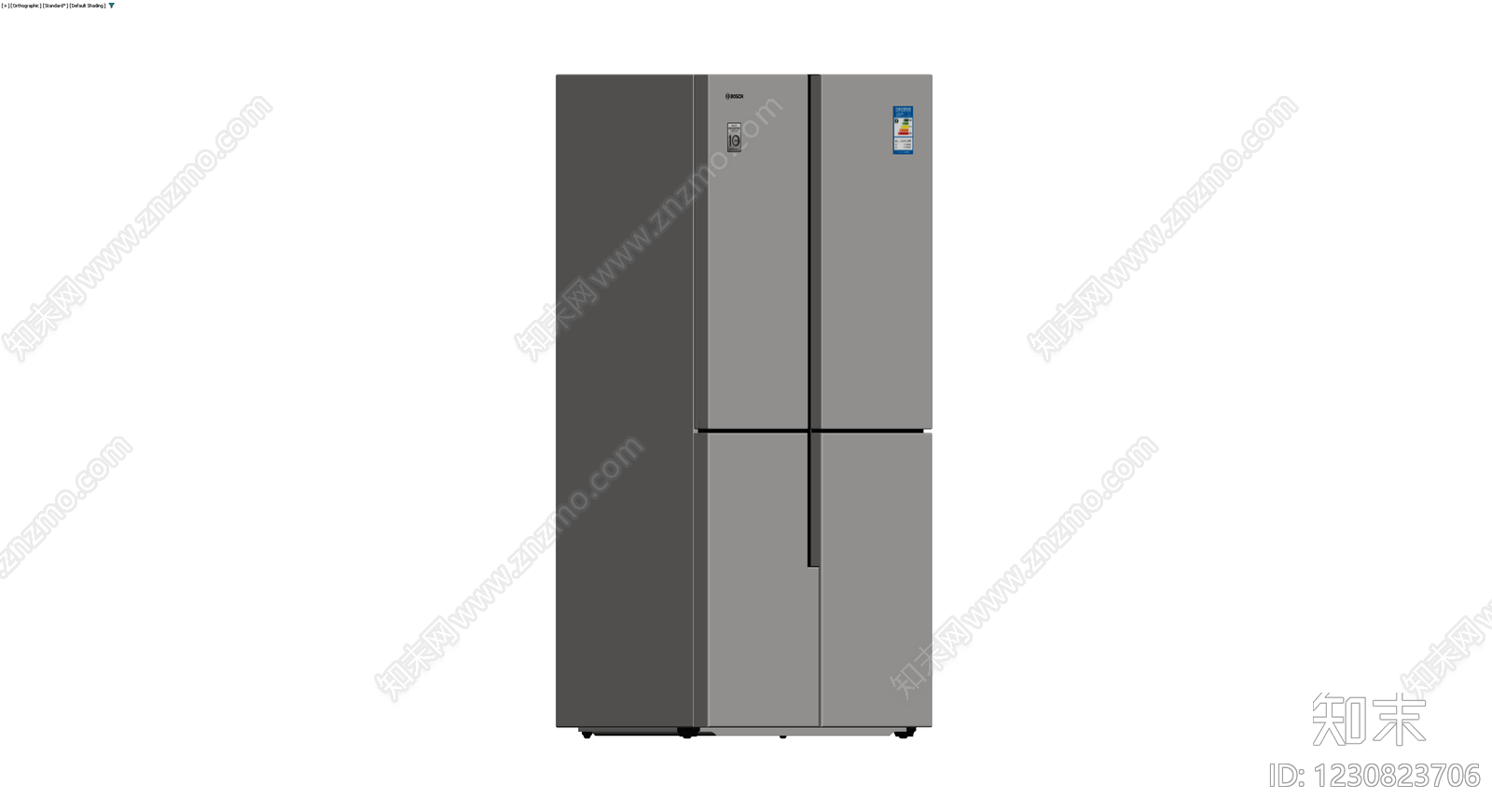 灰色四门冰箱灰模3D模型下载【ID:1230823706】