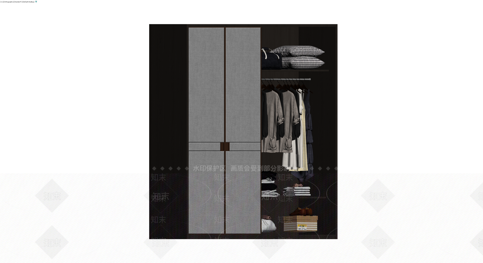 深色布艺推拉门衣柜3D模型下载【ID:1230086182】
