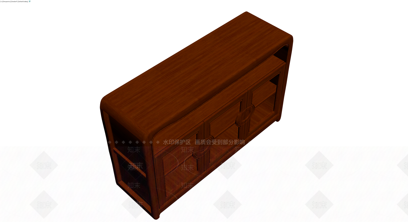 中式深色木质矮柜3D模型下载【ID:1230644628】