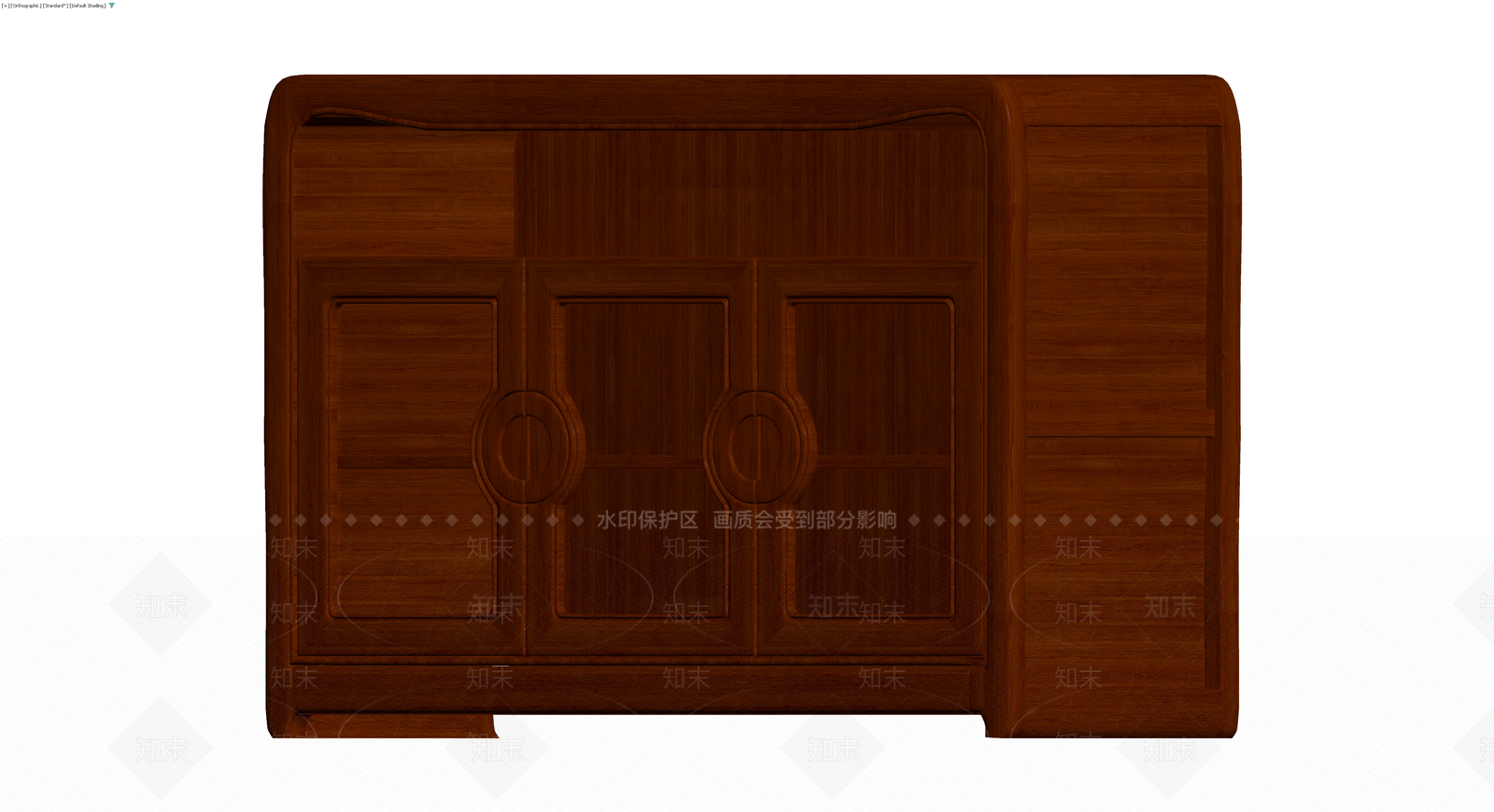 中式深色木质矮柜3D模型下载【ID:1230644628】