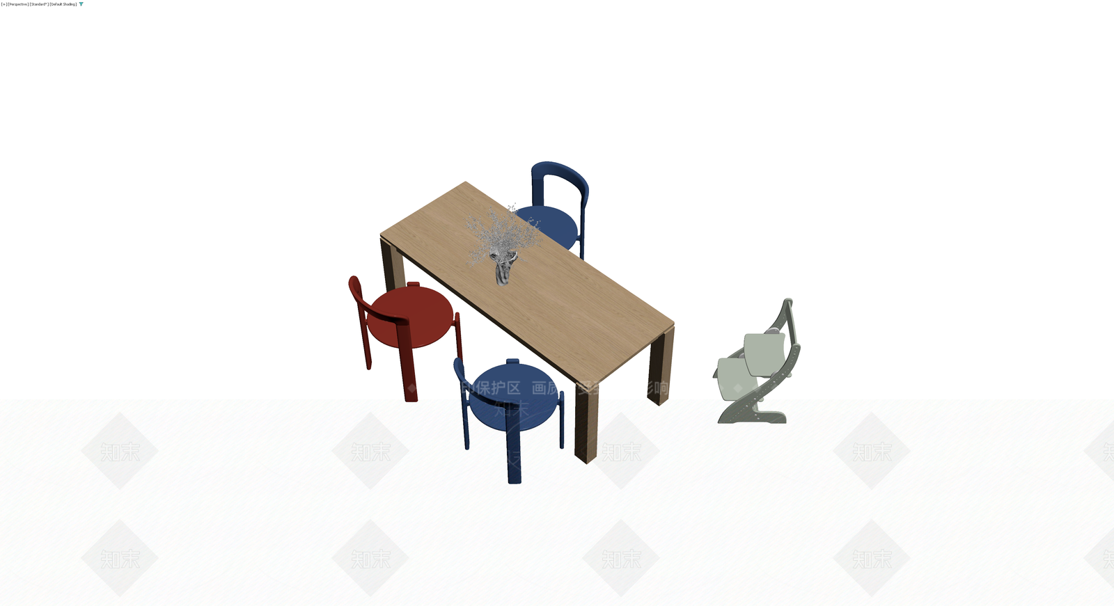 木质餐桌椅组合3D模型下载【ID:1230793391】