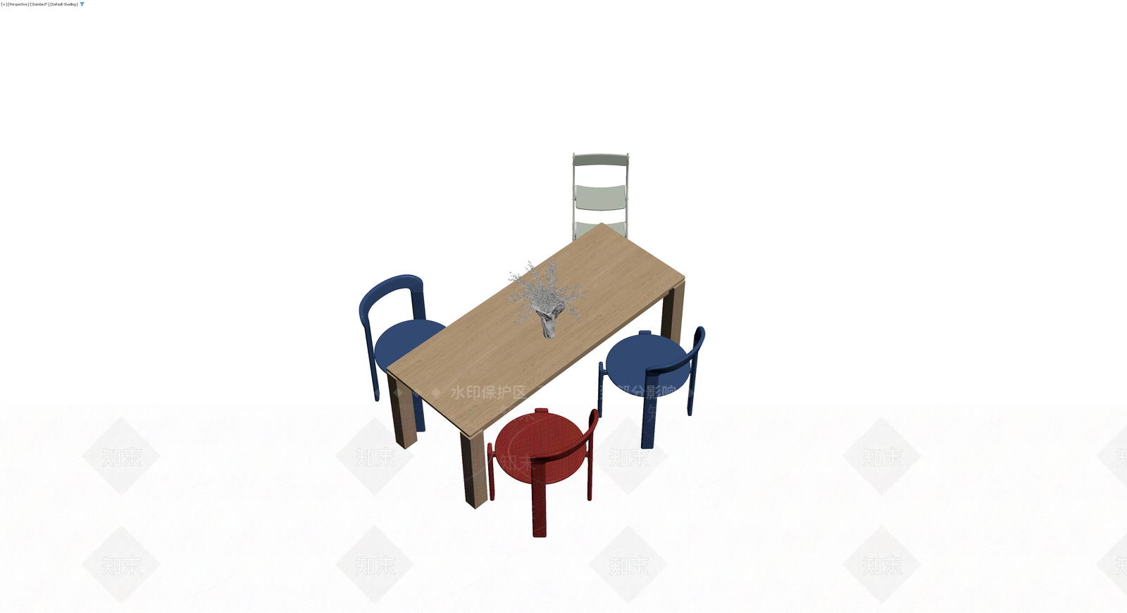 木质餐桌椅组合3D模型下载【ID:1230793391】