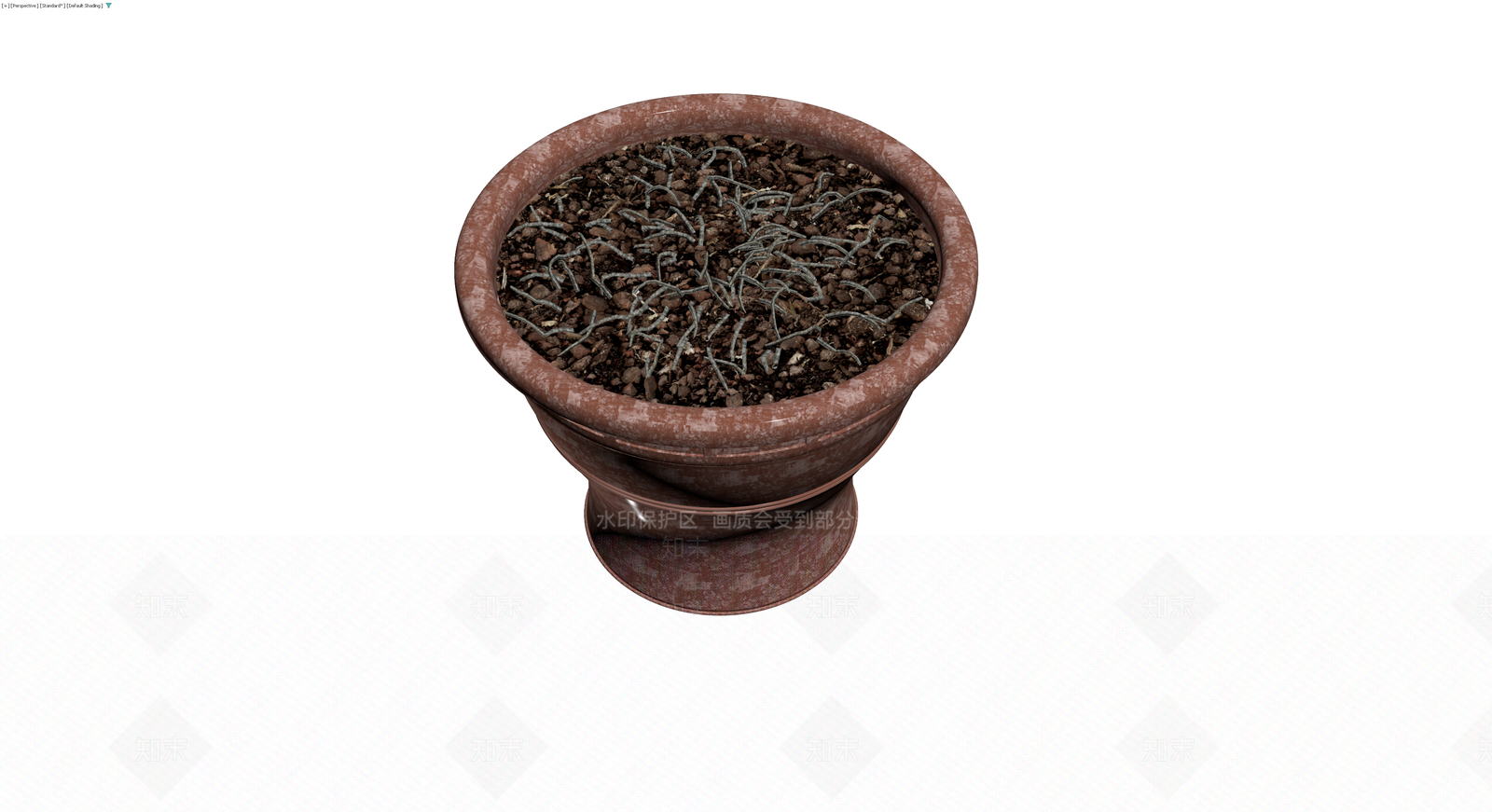 做旧纹理陶土花盆3D模型下载【ID:1229845661】