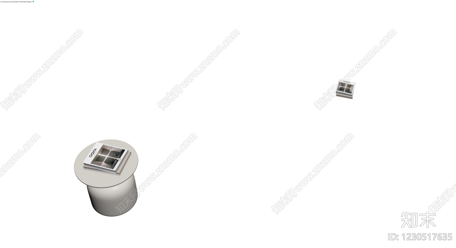 圆柱边几配书籍组合3D模型下载【ID:1230517635】
