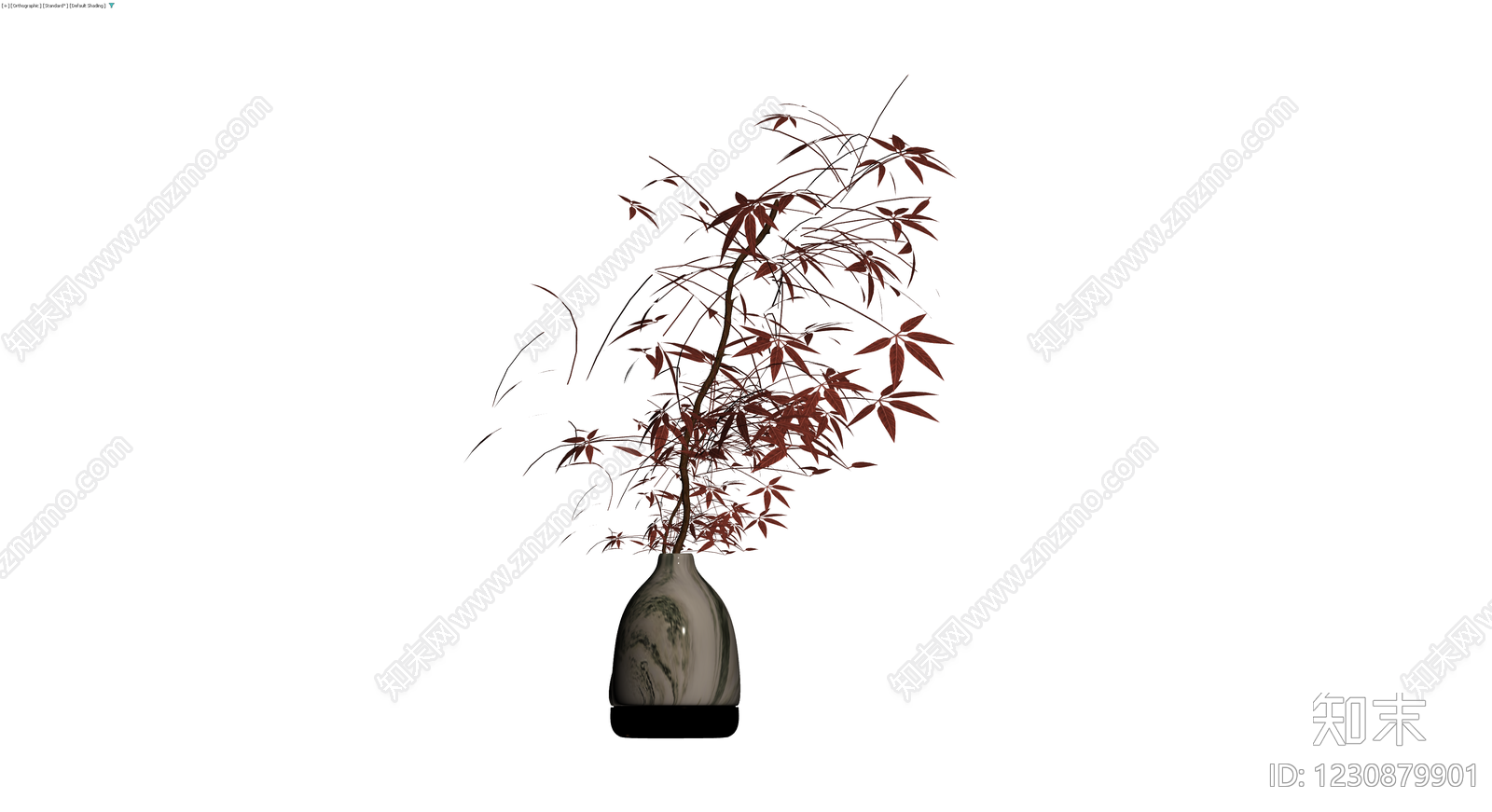 双瓶红叶盆栽组合3D模型下载【ID:1230879901】