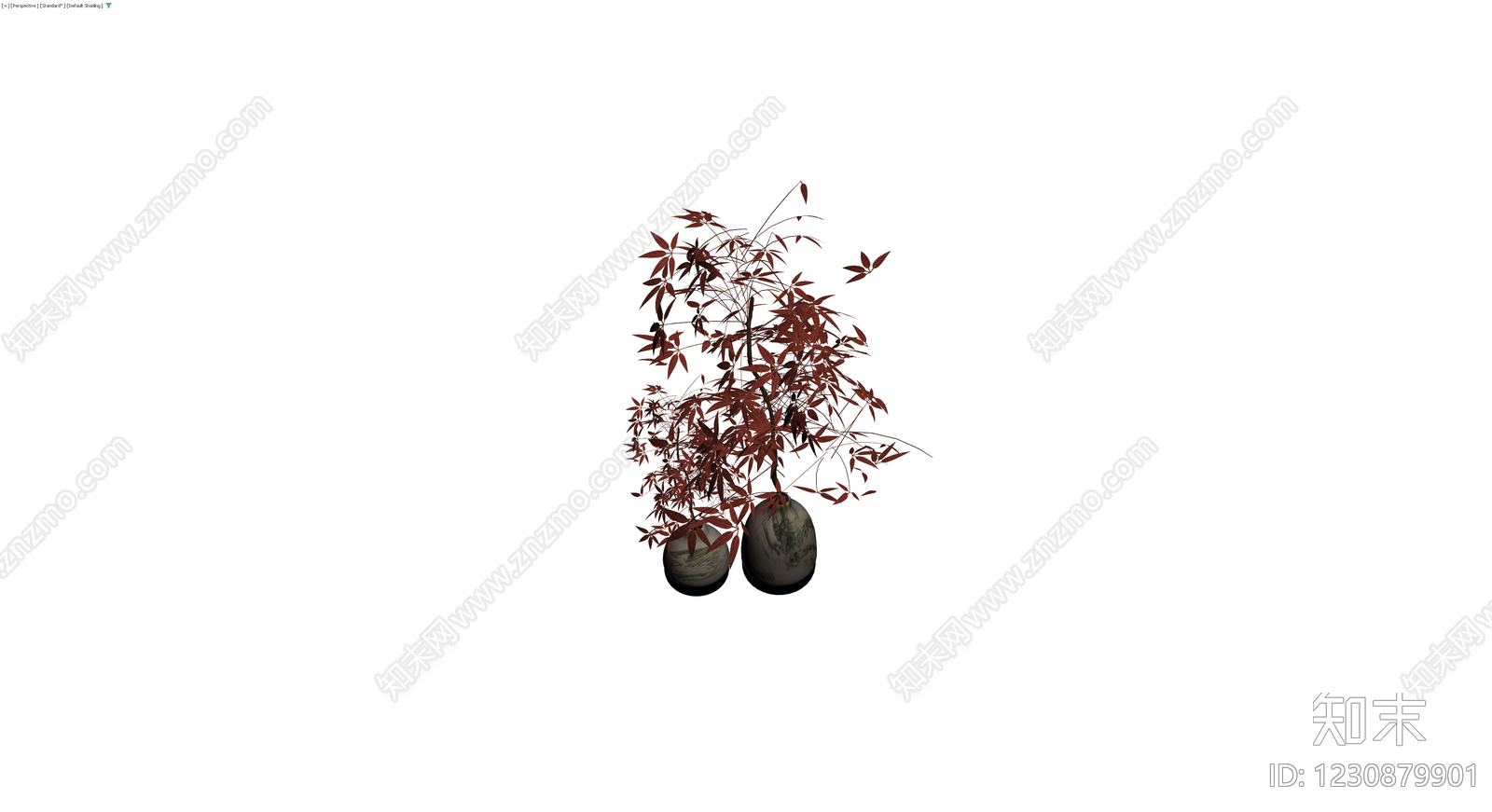 双瓶红叶盆栽组合3D模型下载【ID:1230879901】