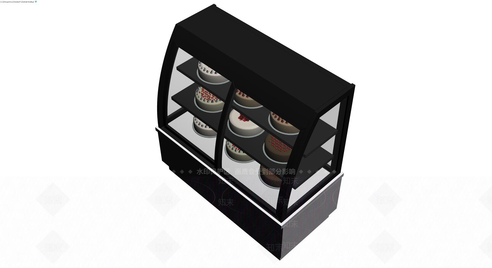 黑框弧形蛋糕展示柜3D模型下载【ID:1229623931】