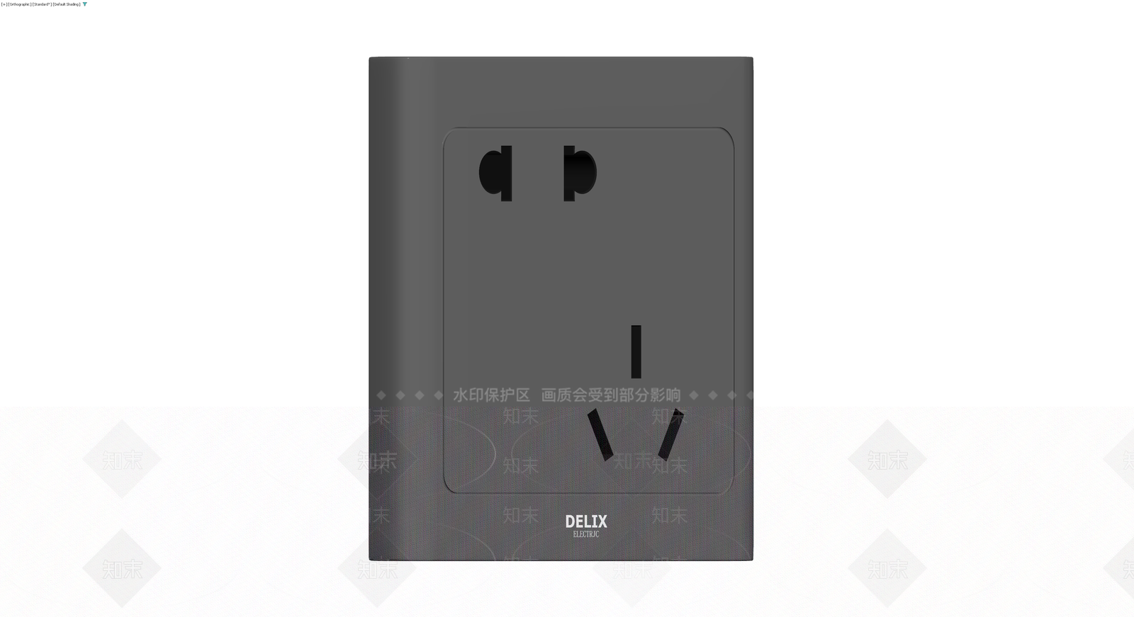 德力西黑色墙壁插座3D模型下载【ID:1229975241】