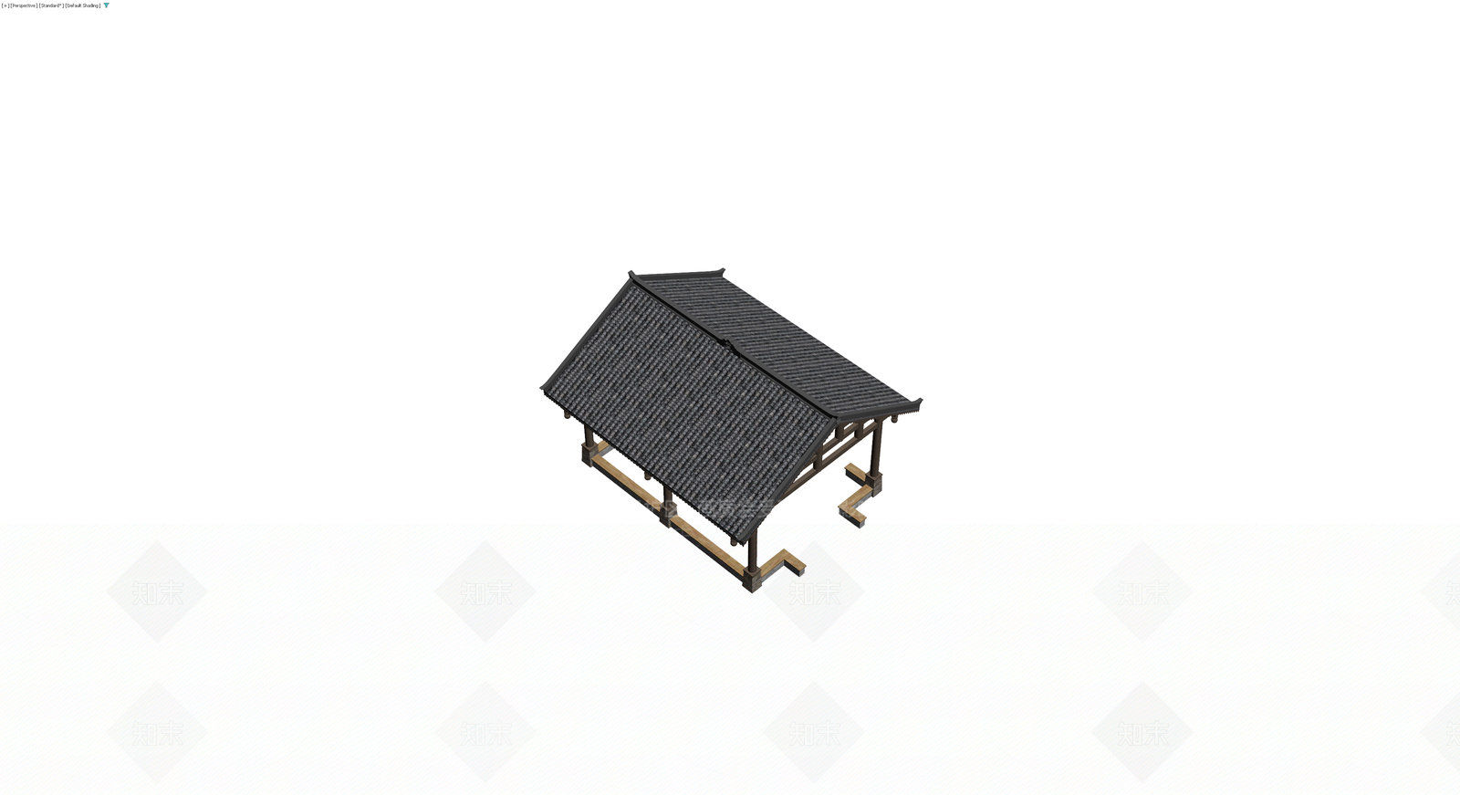 中式瓦顶木构亭子3D模型下载【ID:1229640777】