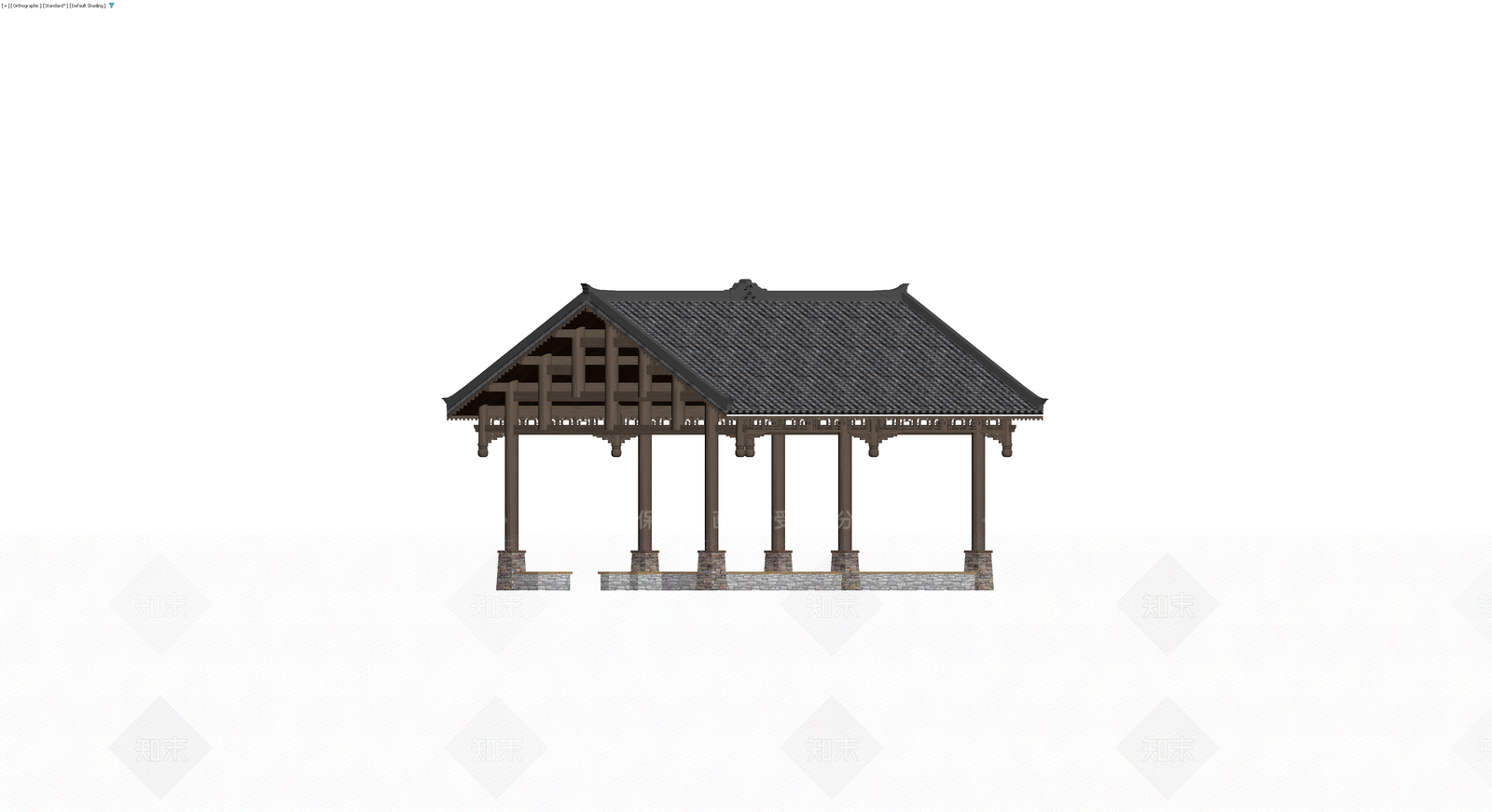中式瓦顶木构亭子3D模型下载【ID:1229640777】