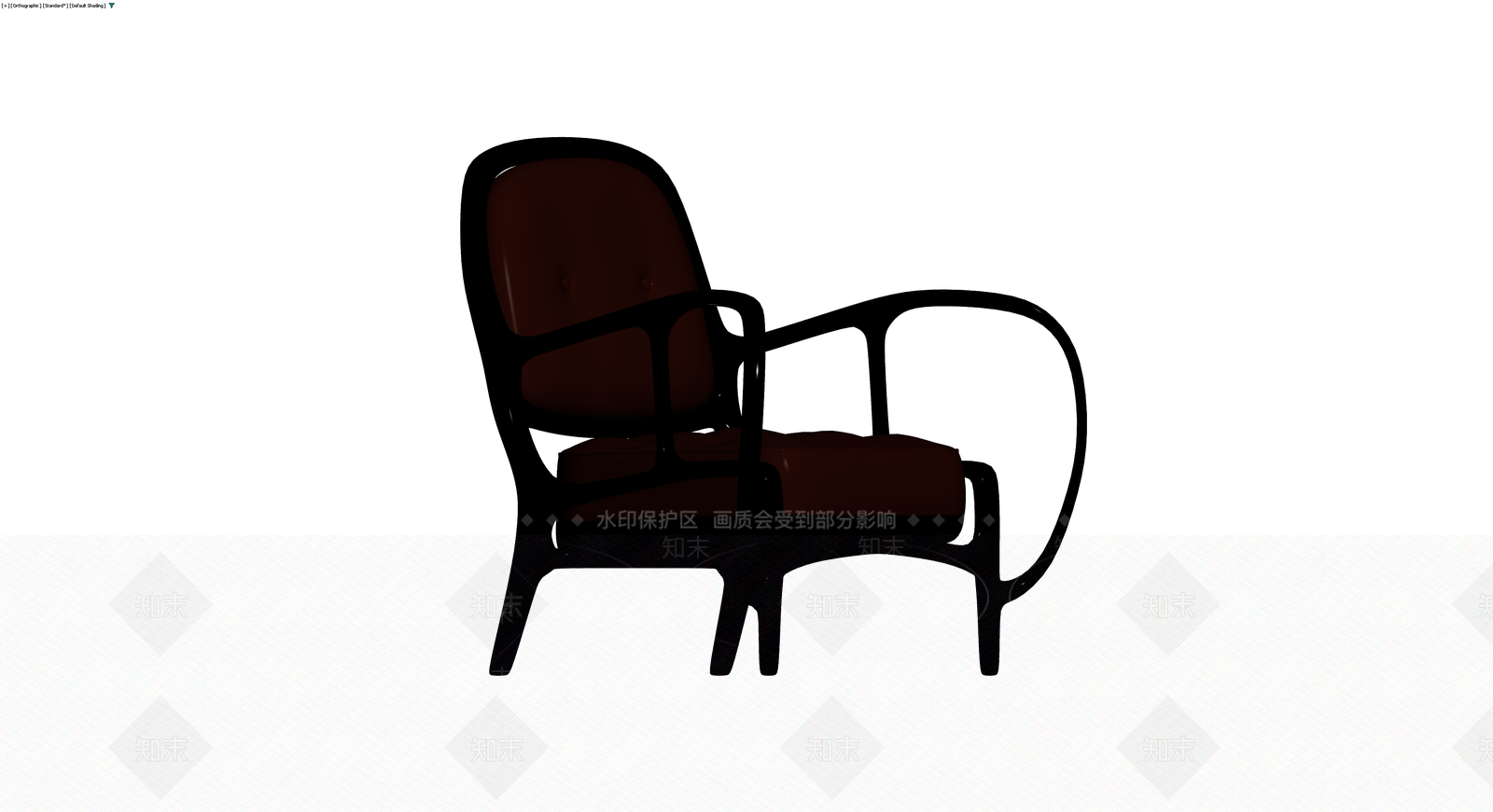 黑色框架棕色软包扶手椅3D模型下载【ID:1230439971】