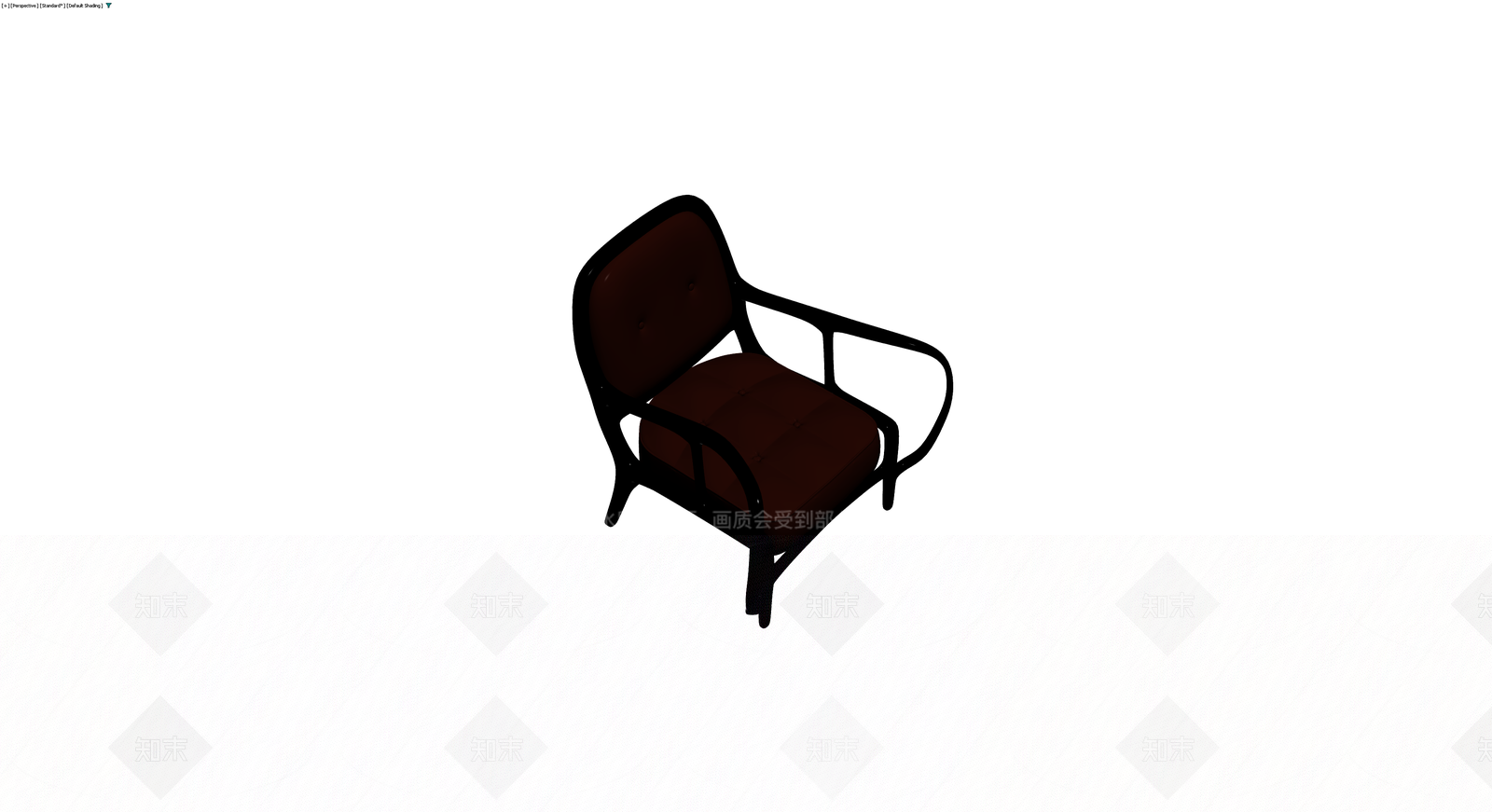 黑色框架棕色软包扶手椅3D模型下载【ID:1230439971】