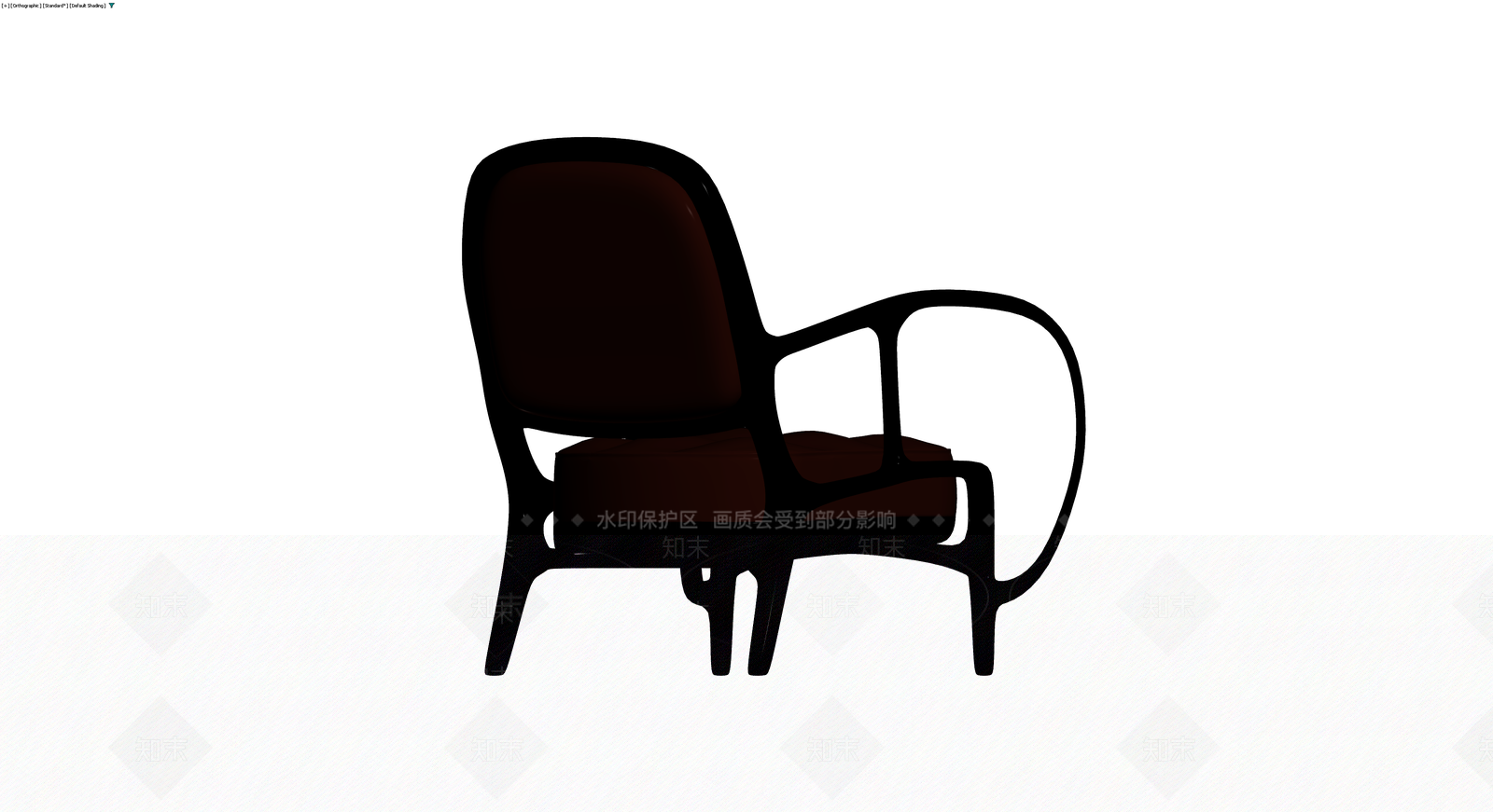 黑色框架棕色软包扶手椅3D模型下载【ID:1230439971】