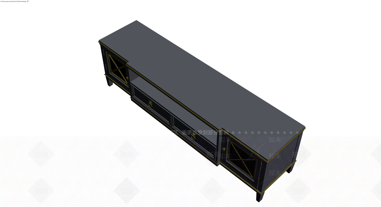 深灰金边法式电视柜3D模型下载【ID:1230362990】