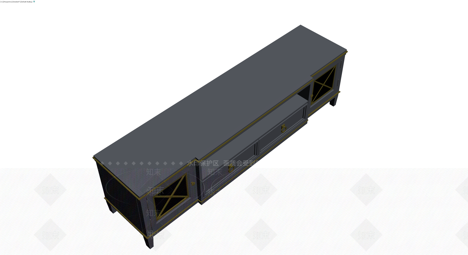 深灰金边法式电视柜3D模型下载【ID:1230362990】
