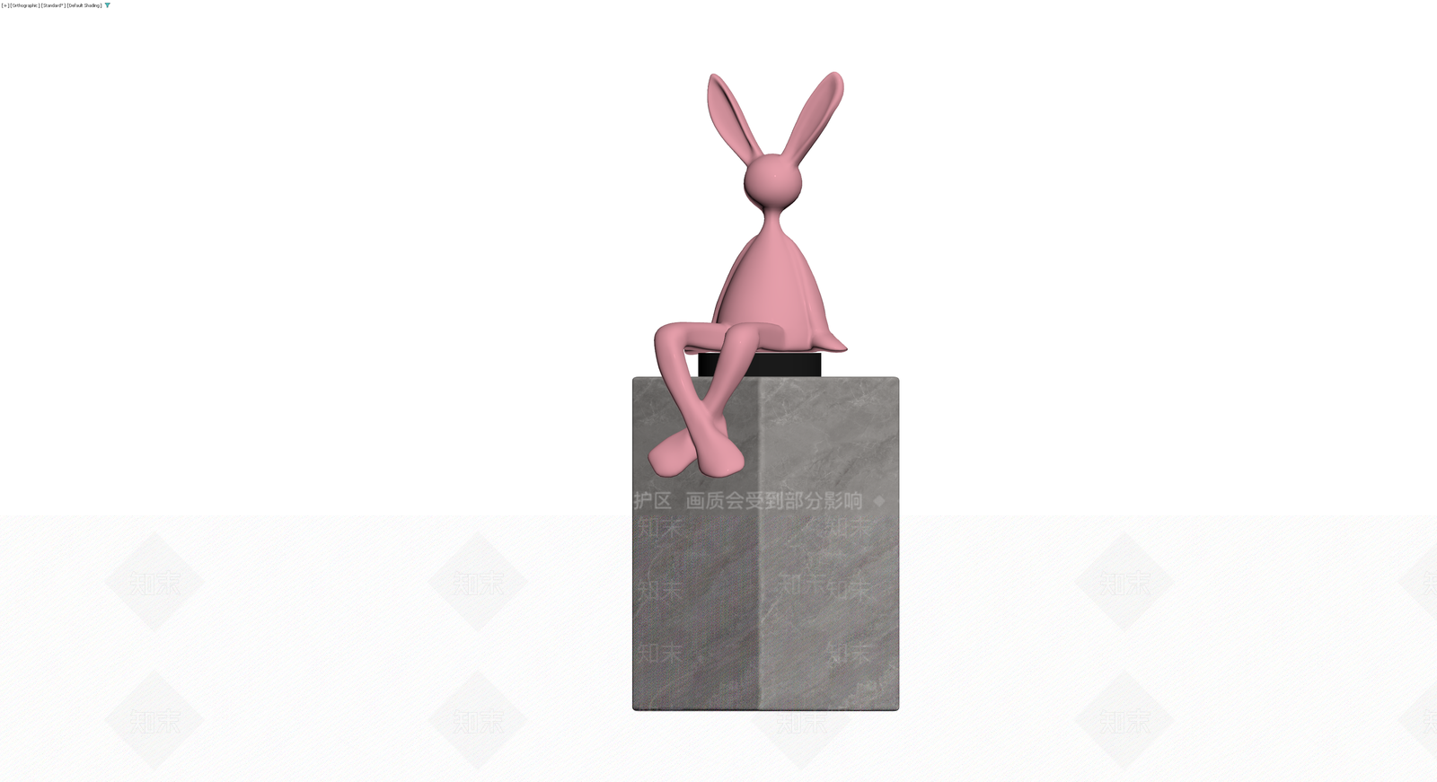 粉色兔子雕塑摆件3D模型下载【ID:1230099454】