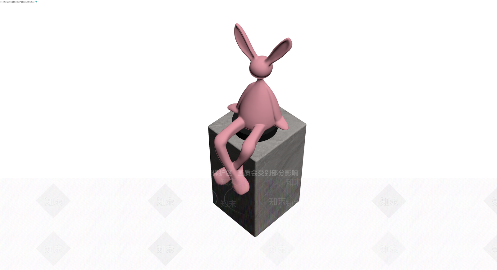 粉色兔子雕塑摆件3D模型下载【ID:1230099454】
