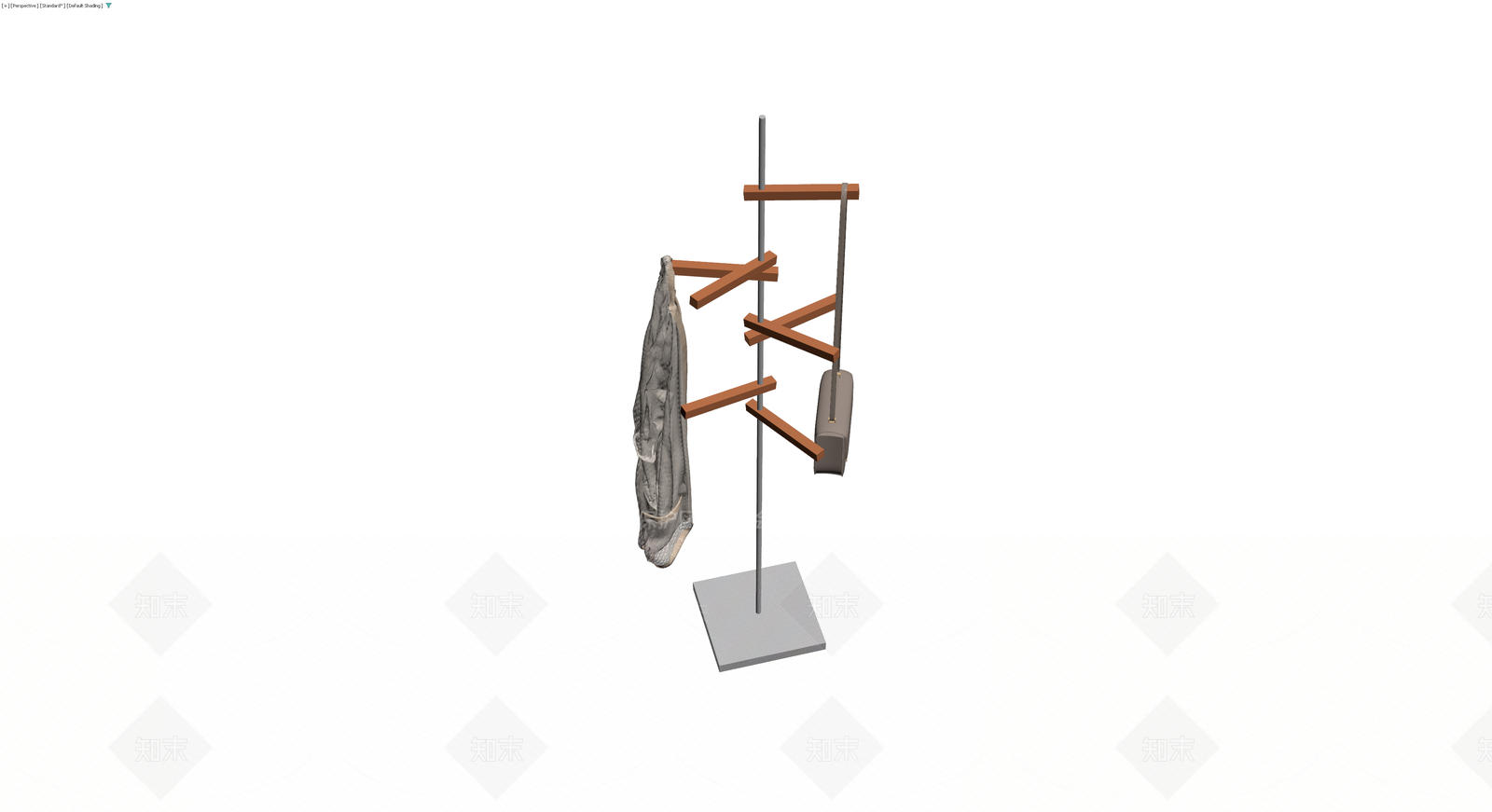 衣帽架挂衣包组合3D模型下载【ID:1230722075】