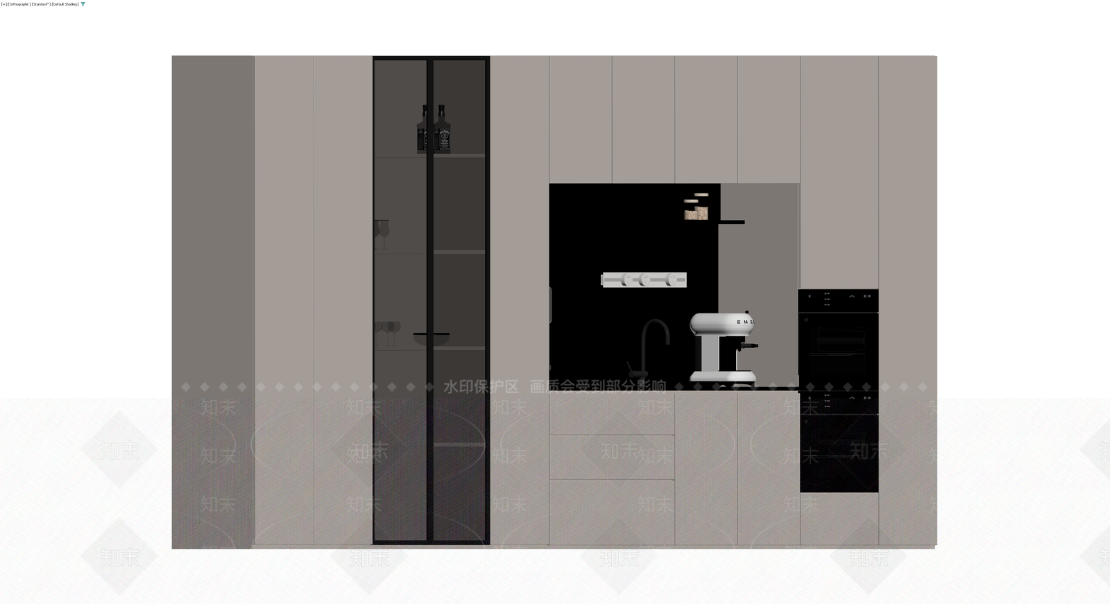 现代灰色整体橱柜组合3D模型下载【ID:1230316509】