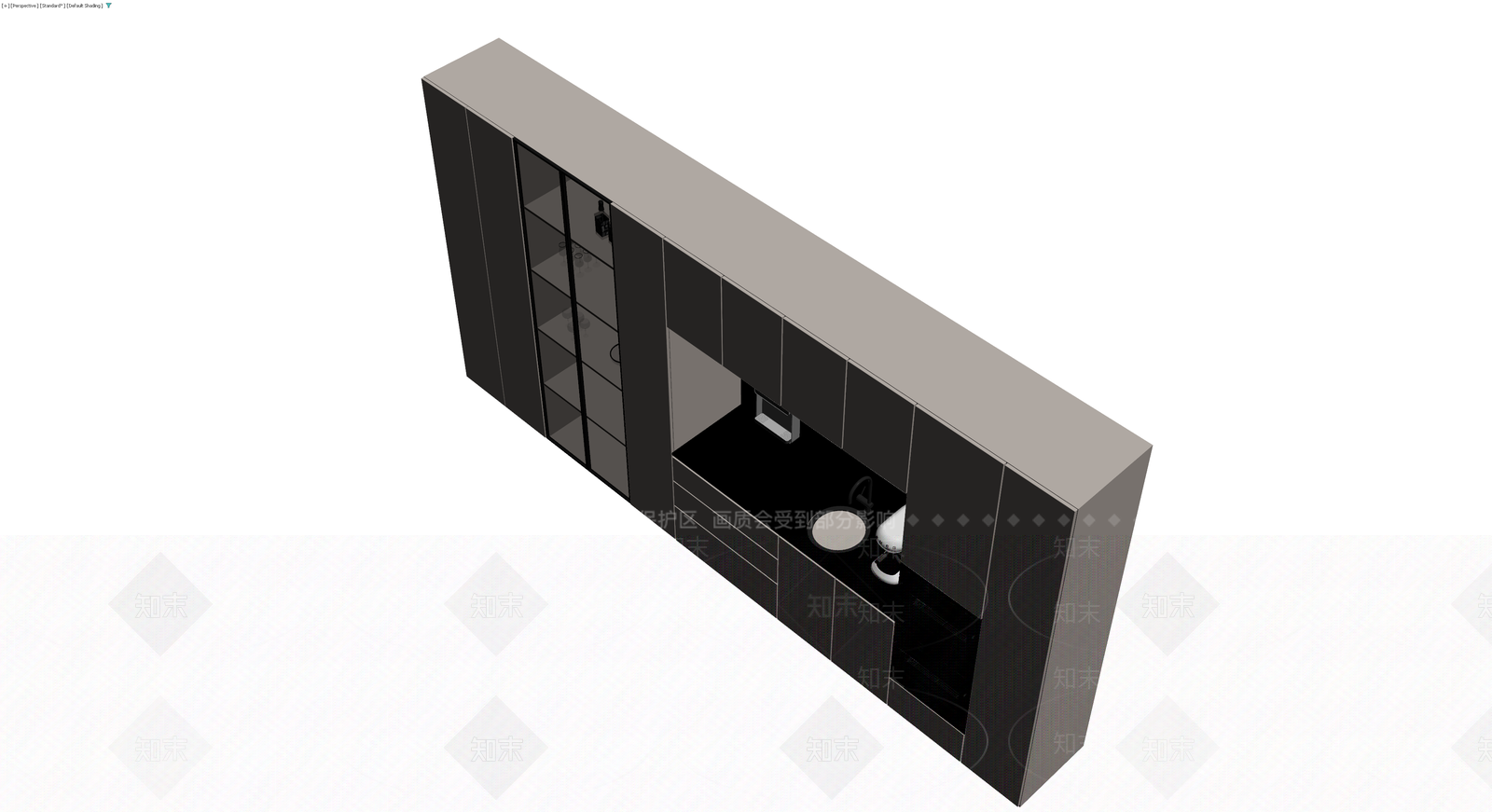 现代灰色整体橱柜组合3D模型下载【ID:1230316509】