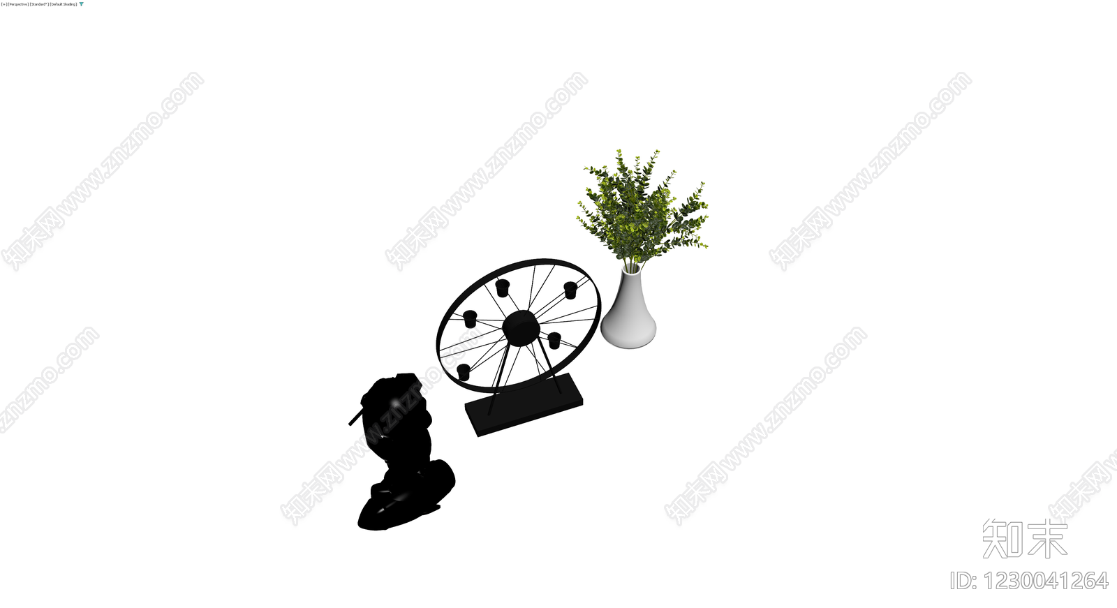 黑色宇航员雕塑摆件3D模型下载【ID:1230041264】