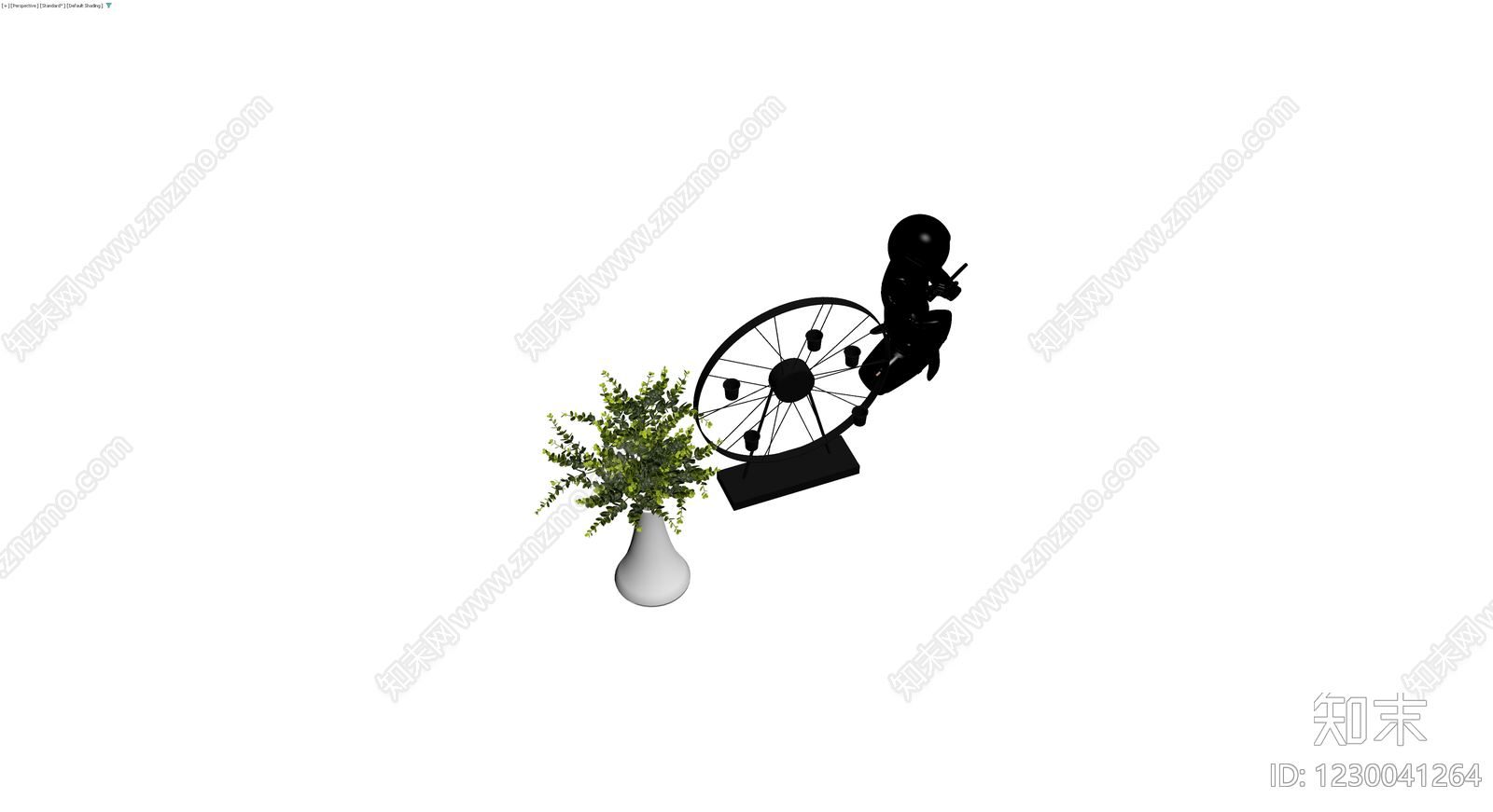 黑色宇航员雕塑摆件3D模型下载【ID:1230041264】
