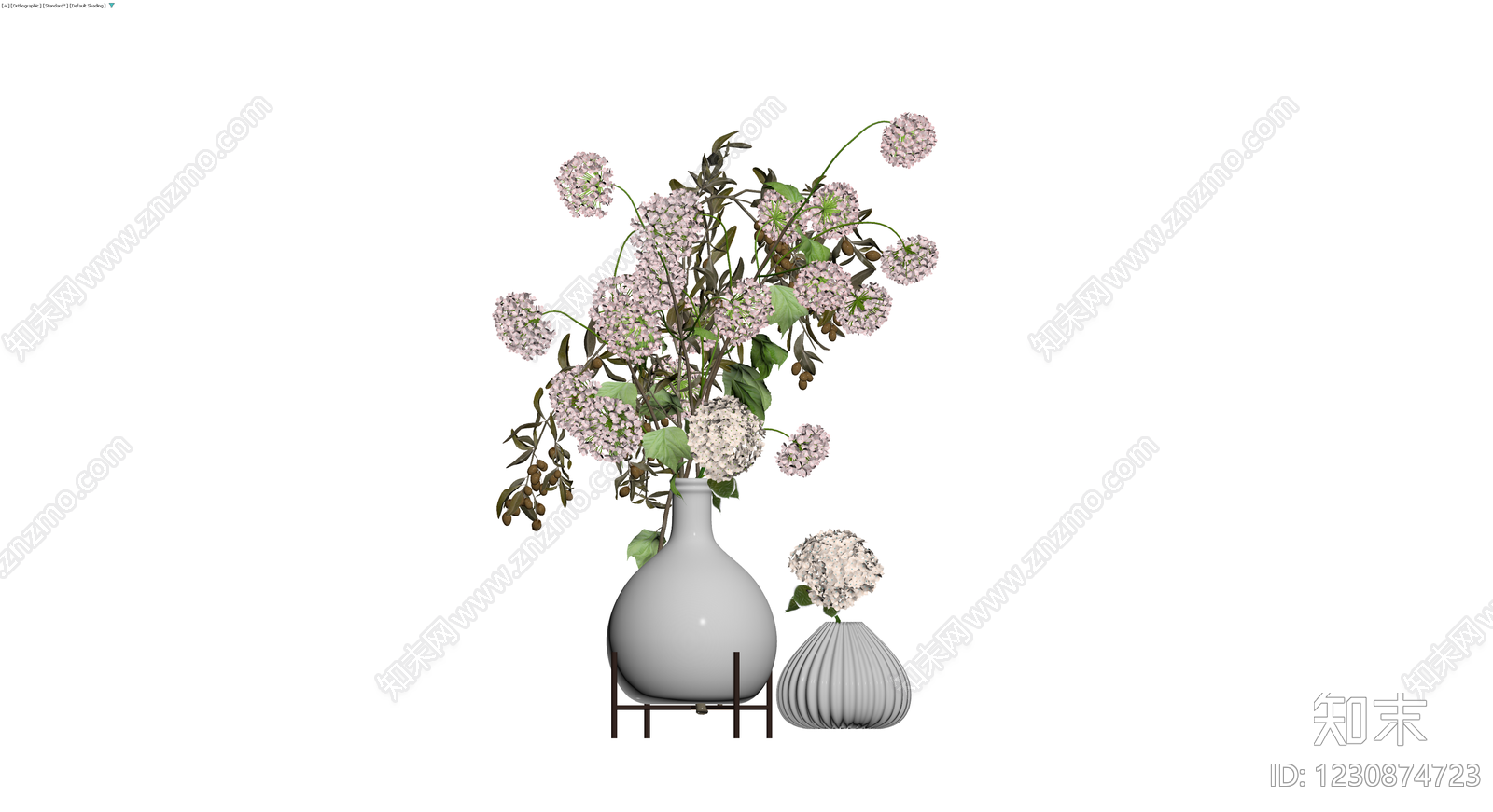 花瓶插花组合摆件3D模型下载【ID:1230874723】