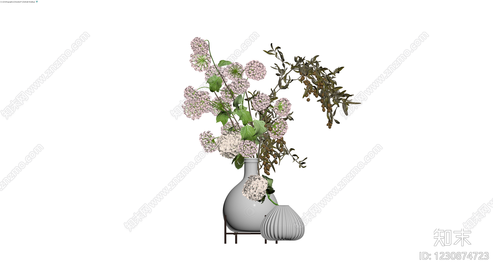 花瓶插花组合摆件3D模型下载【ID:1230874723】
