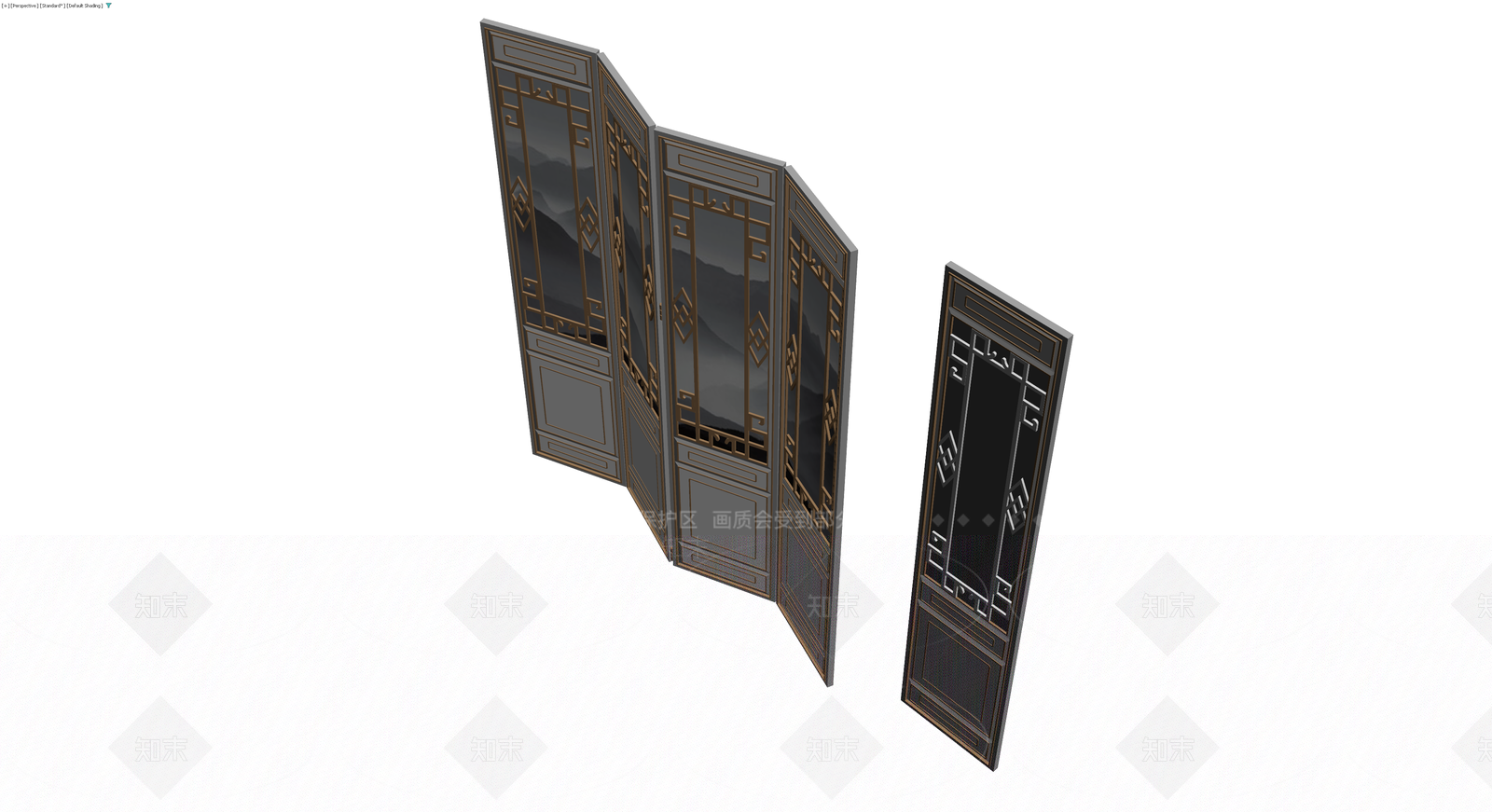 中式山水屏风3D模型下载【ID:1230610484】