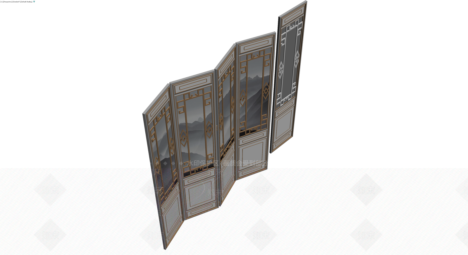 中式山水屏风3D模型下载【ID:1230610484】