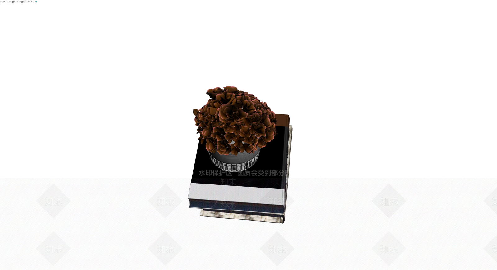 盆栽植物与书籍组合3D模型下载【ID:1230415679】