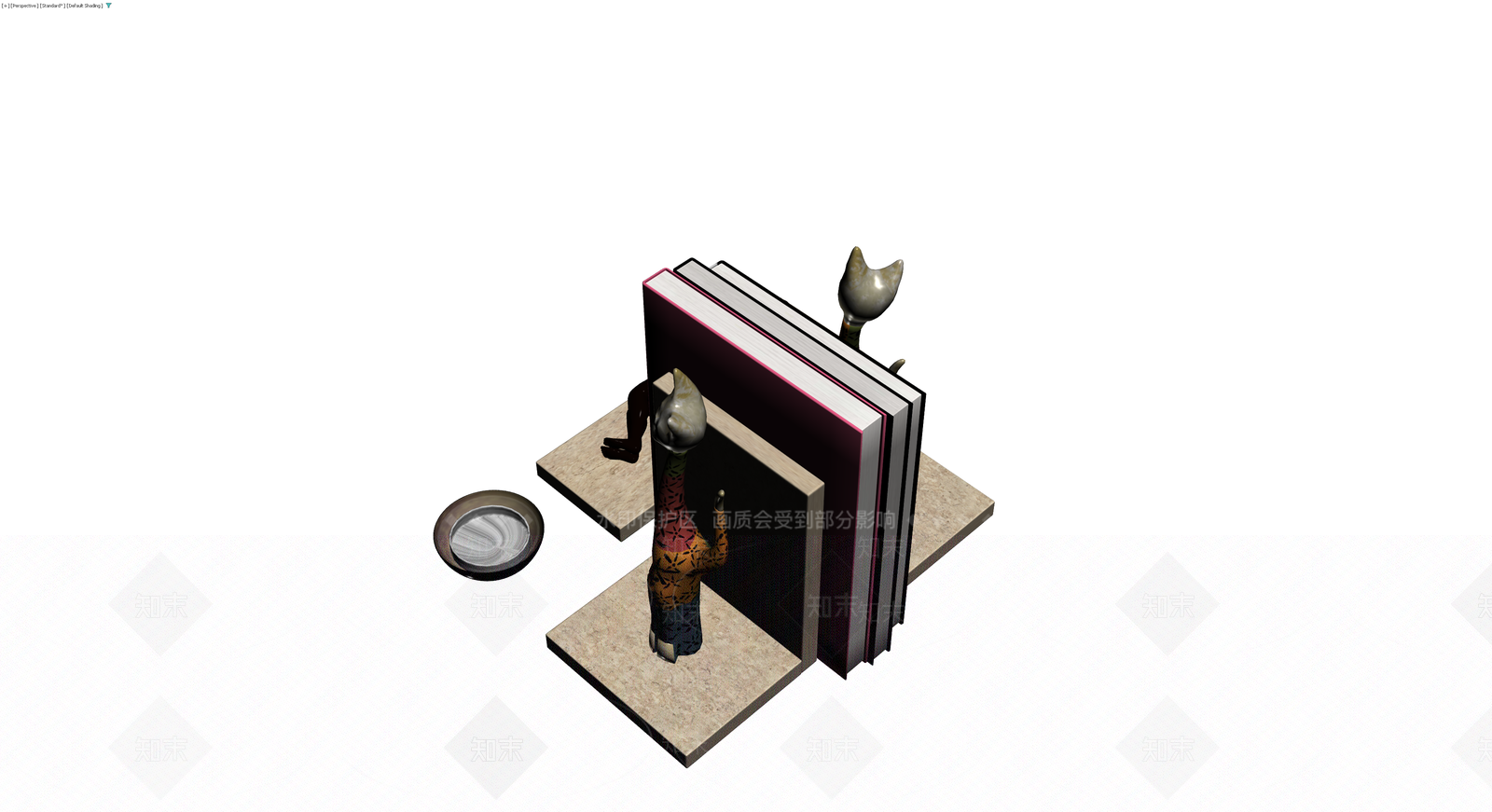 猫咪雕塑书挡组合3D模型下载【ID:1229899241】