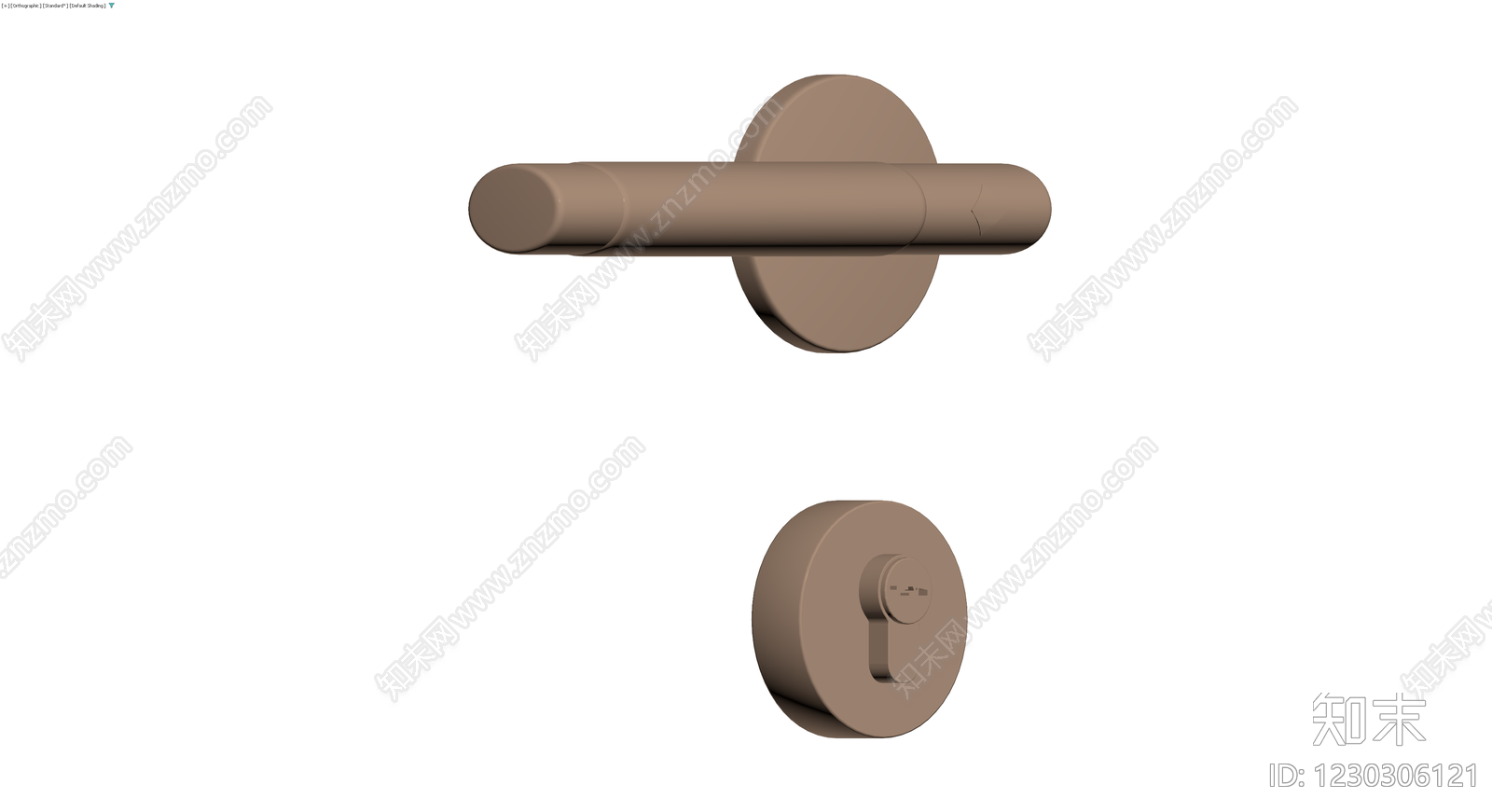 单色材质门把手组件3D模型下载【ID:1230306121】