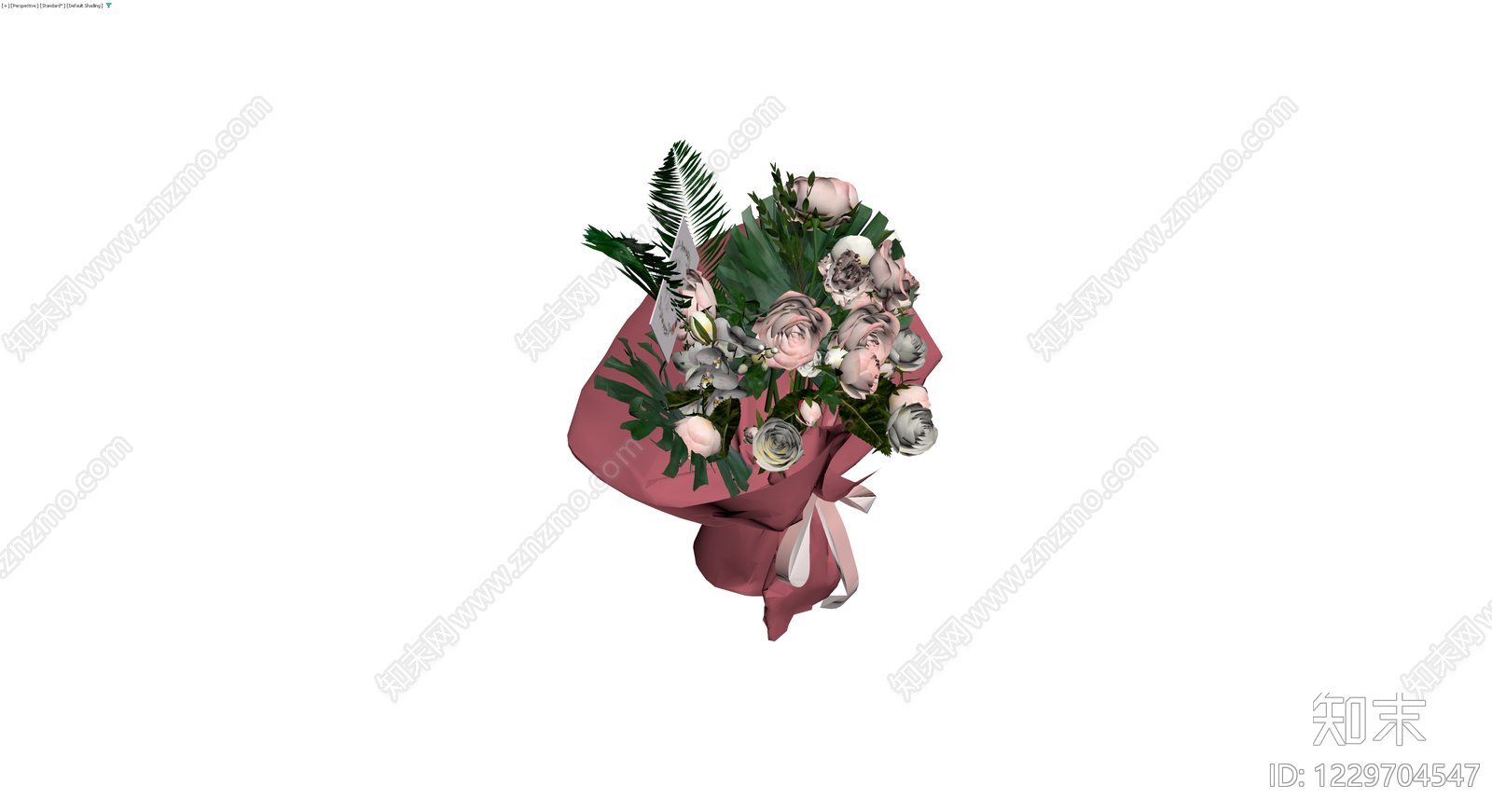 粉玫瑰花卉组合花束3D模型下载【ID:1229704547】