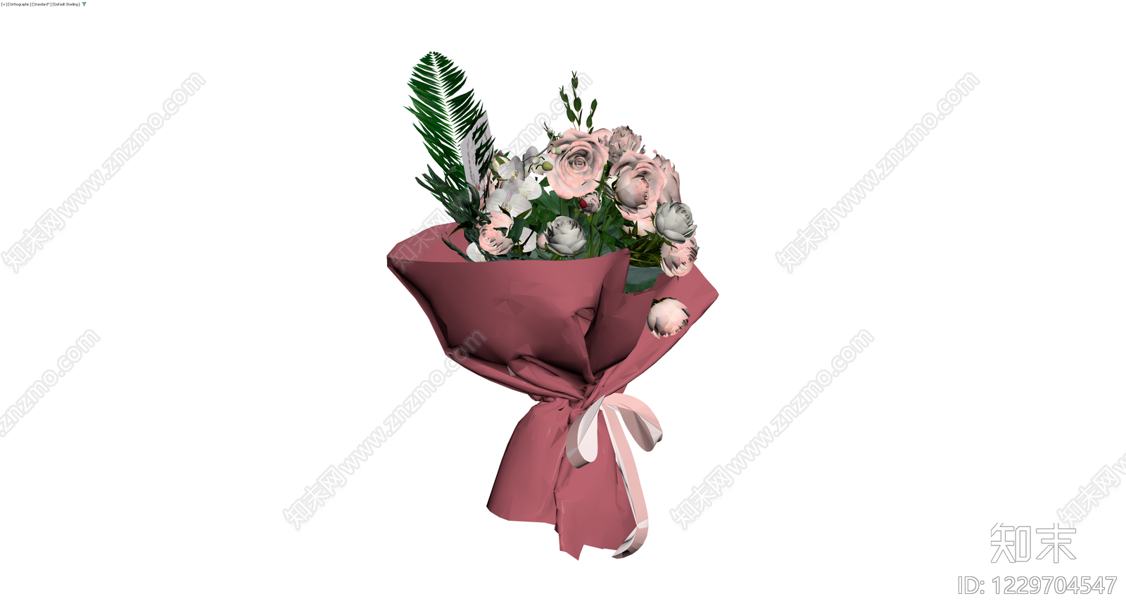 粉玫瑰花卉组合花束3D模型下载【ID:1229704547】