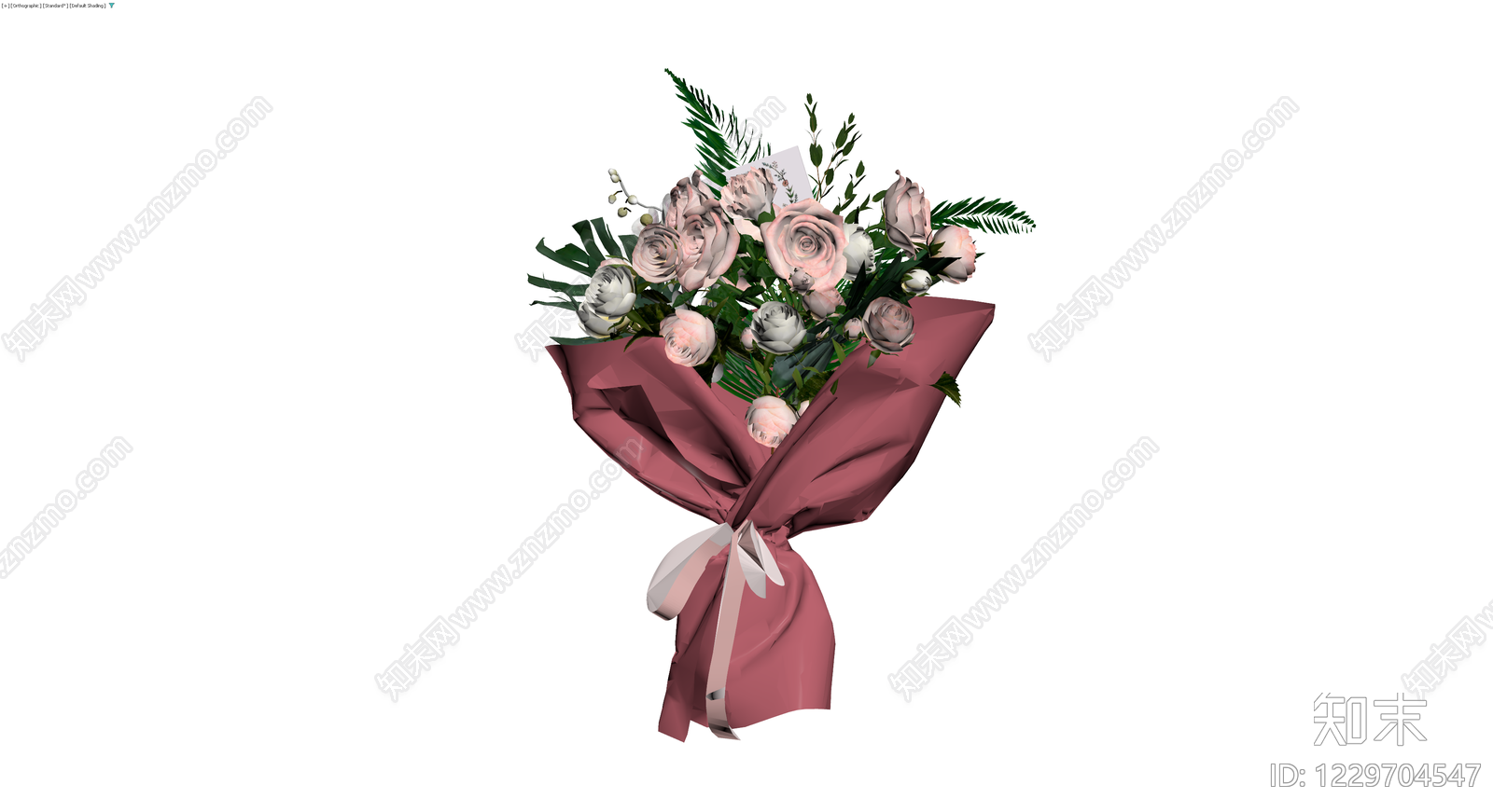 粉玫瑰花卉组合花束3D模型下载【ID:1229704547】