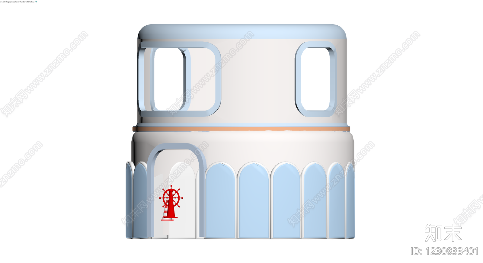 蓝白装饰灯塔模型3D模型下载【ID:1230833401】