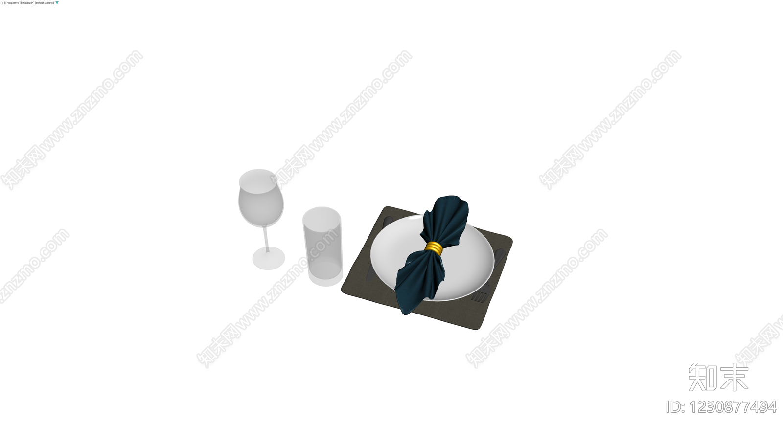 餐桌餐具组合模型3D模型下载【ID:1230877494】