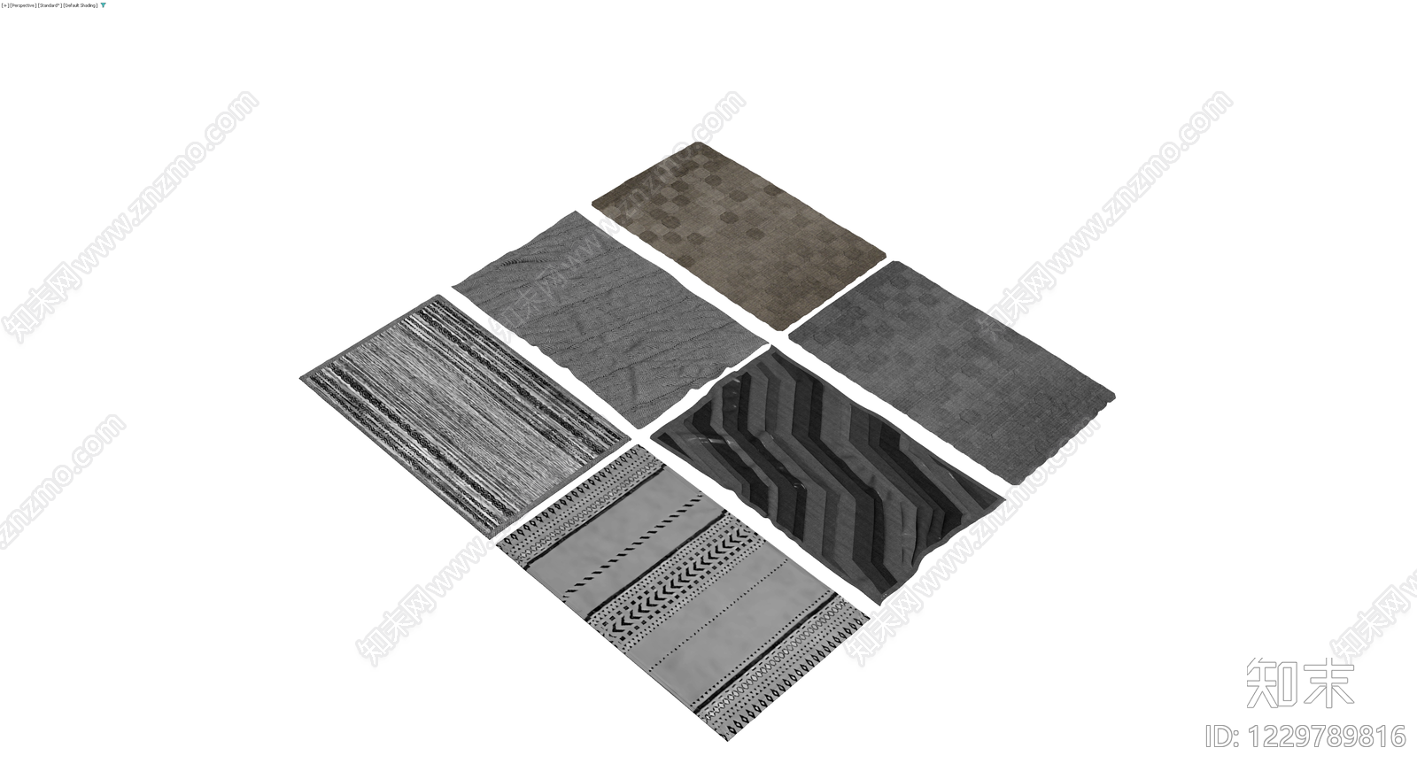 灰色系地毯组合3D模型下载【ID:1229789816】