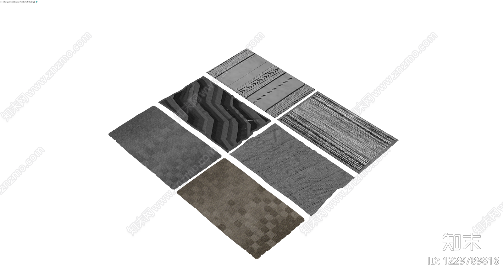 灰色系地毯组合3D模型下载【ID:1229789816】