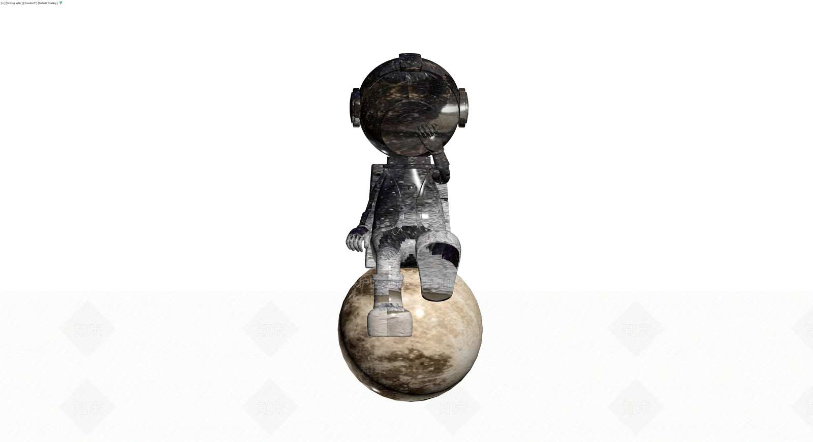 宇航员坐月球雕塑3D模型下载【ID:1230384026】