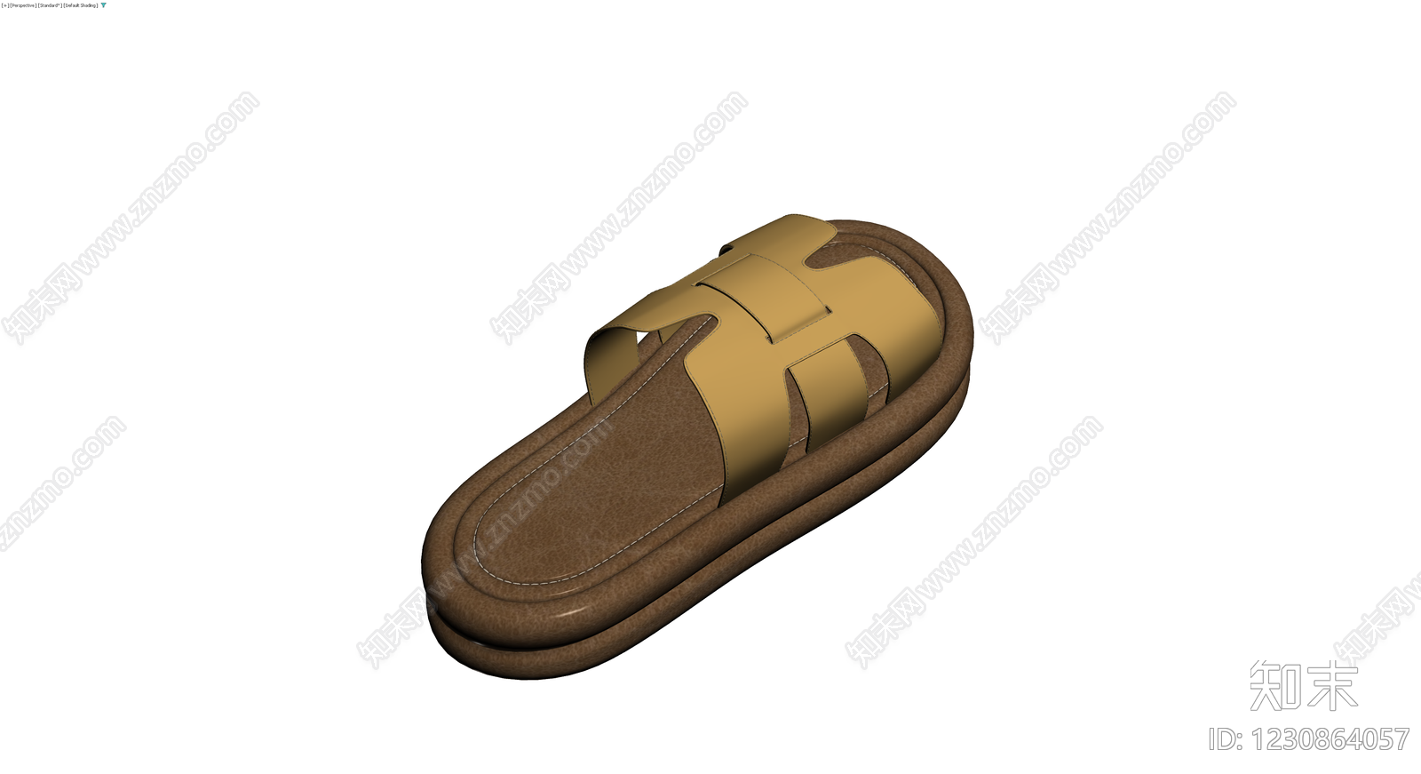 棕色厚底拖鞋3D模型下载【ID:1230864057】