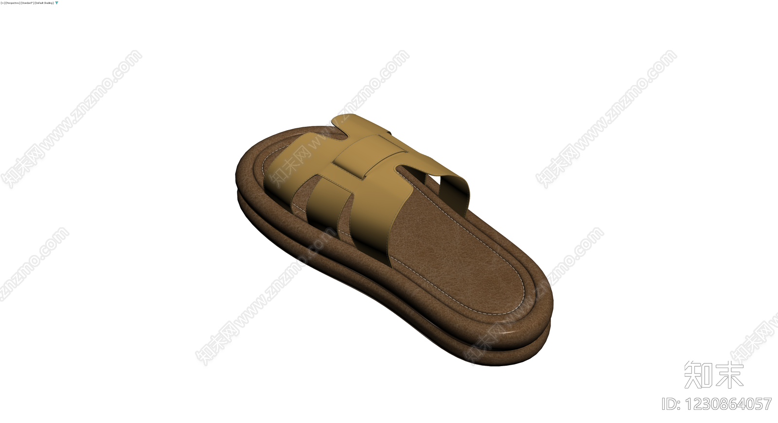 棕色厚底拖鞋3D模型下载【ID:1230864057】