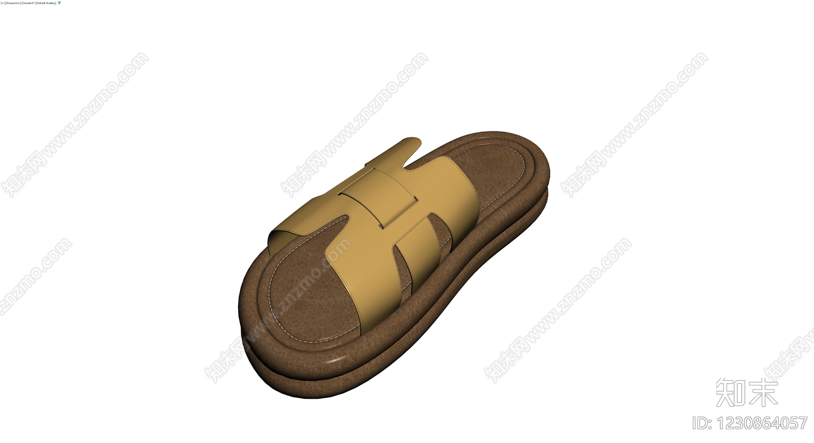 棕色厚底拖鞋3D模型下载【ID:1230864057】