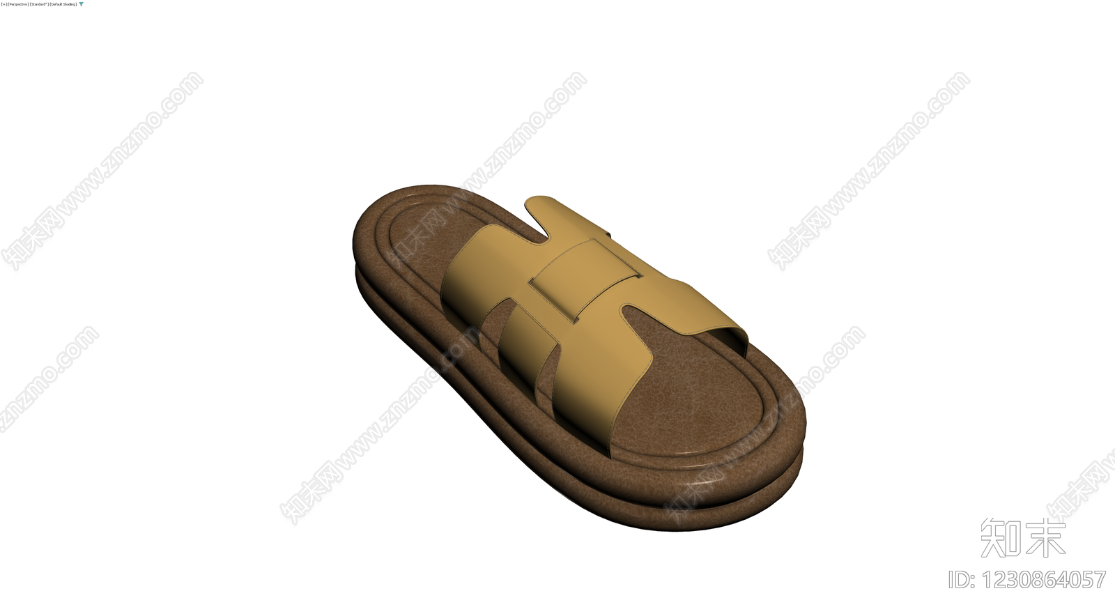 棕色厚底拖鞋3D模型下载【ID:1230864057】