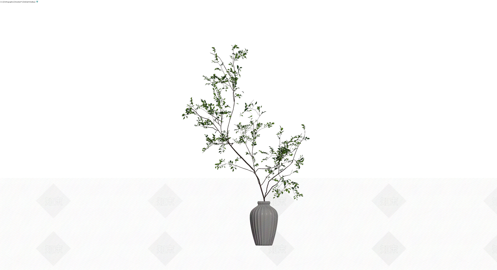 灰色纹理花瓶配绿植3D模型下载【ID:1229683046】