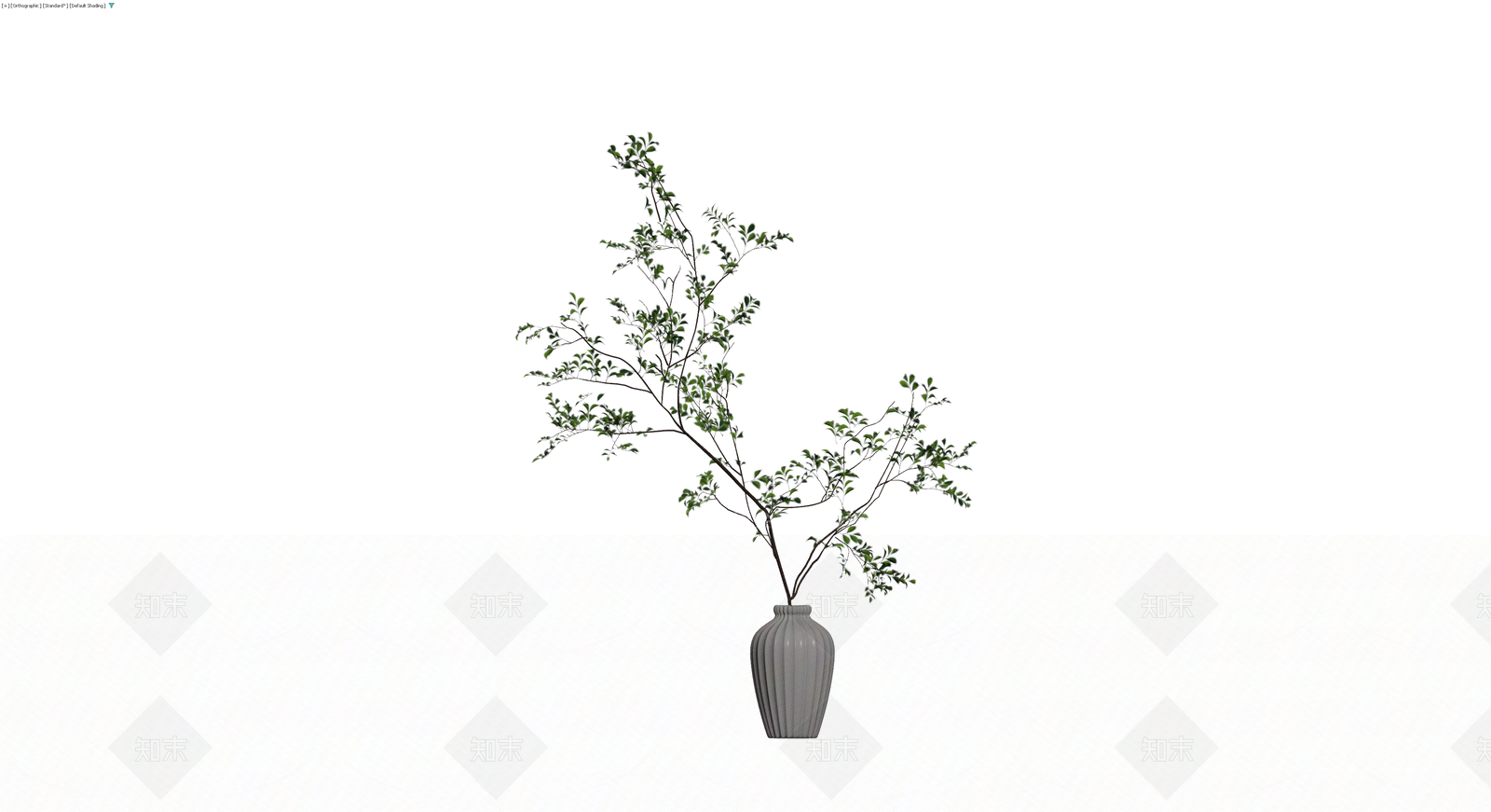 灰色纹理花瓶配绿植3D模型下载【ID:1229683046】