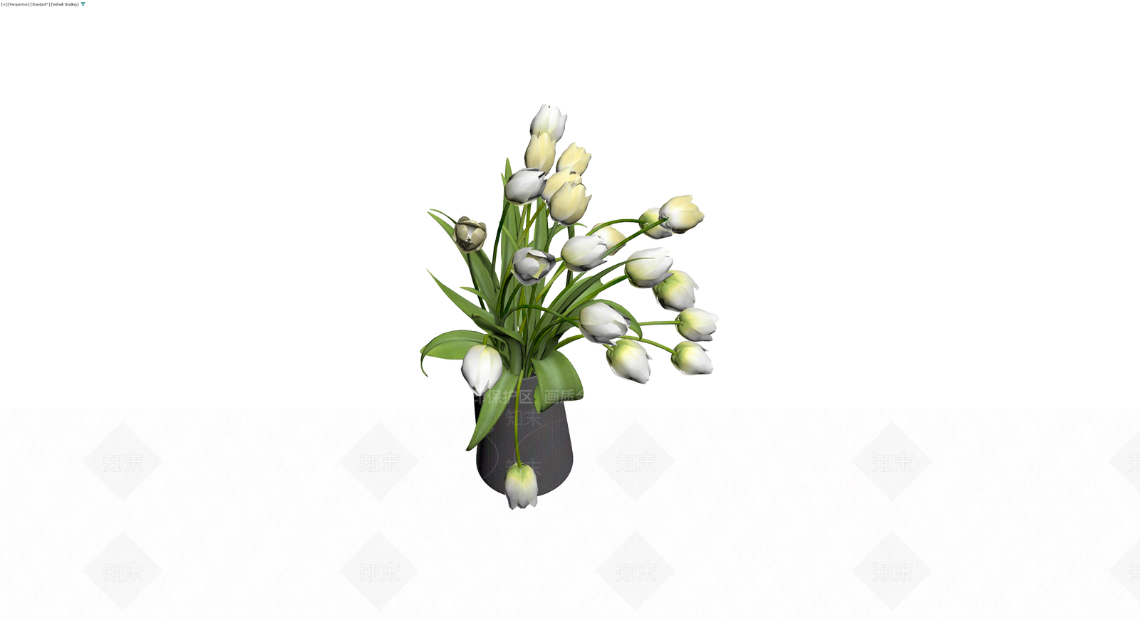灰模白色郁金香盆栽3D模型下载【ID:1230172240】